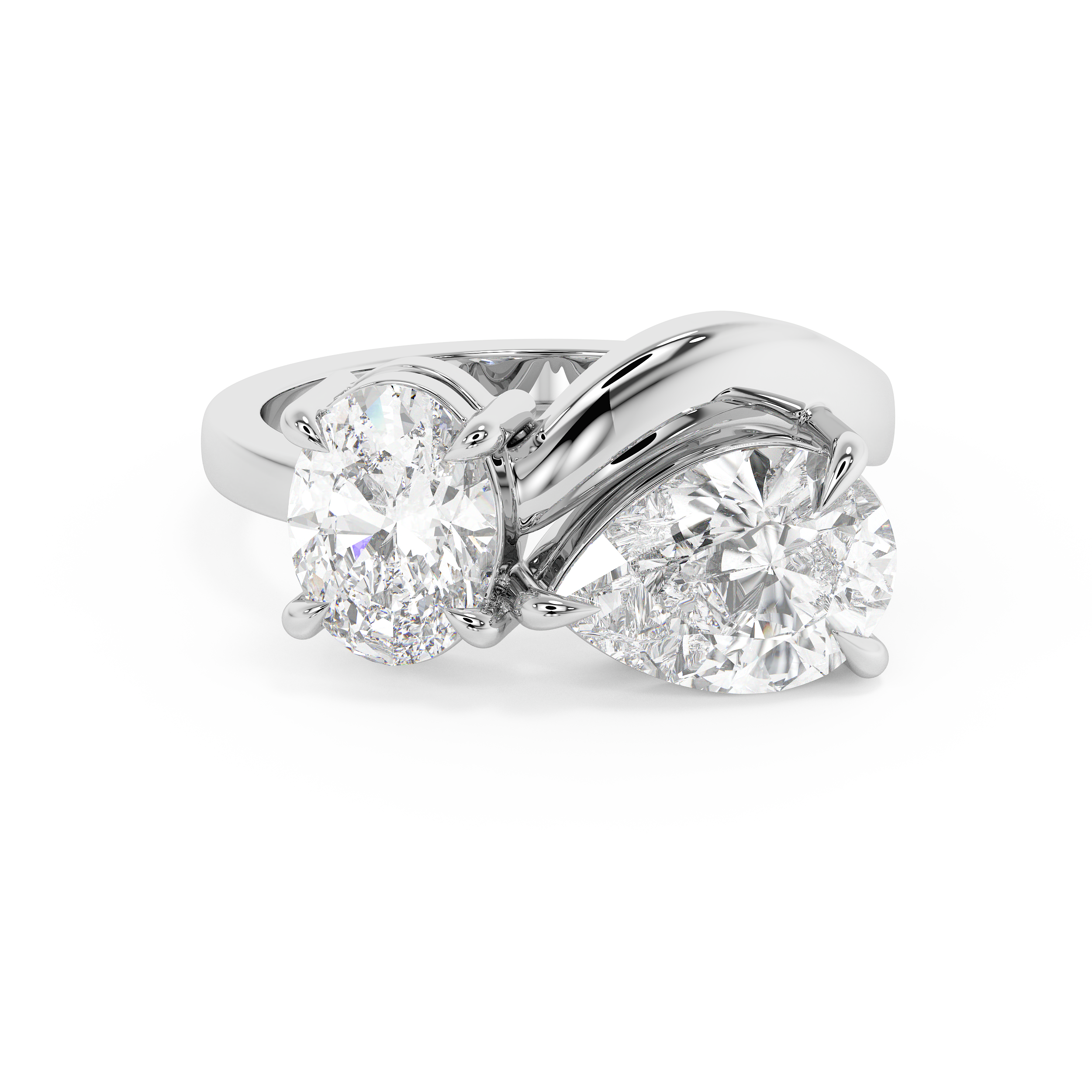2.75 TCW Oval & Pear Toi Et Moi Lab Grown Diamond Engagement Ring