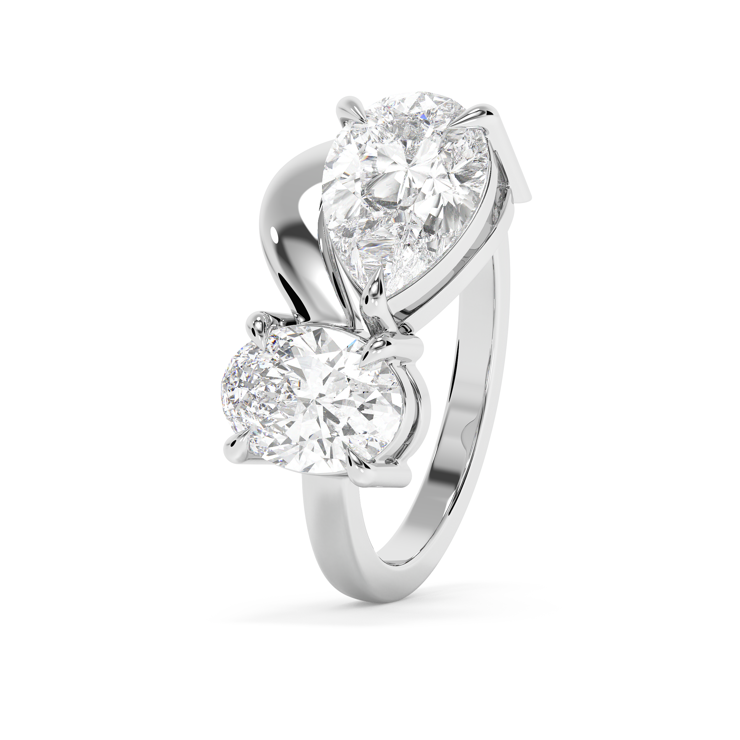 2.75 TCW Oval & Pear Toi Et Moi Lab Grown Diamond Engagement Ring