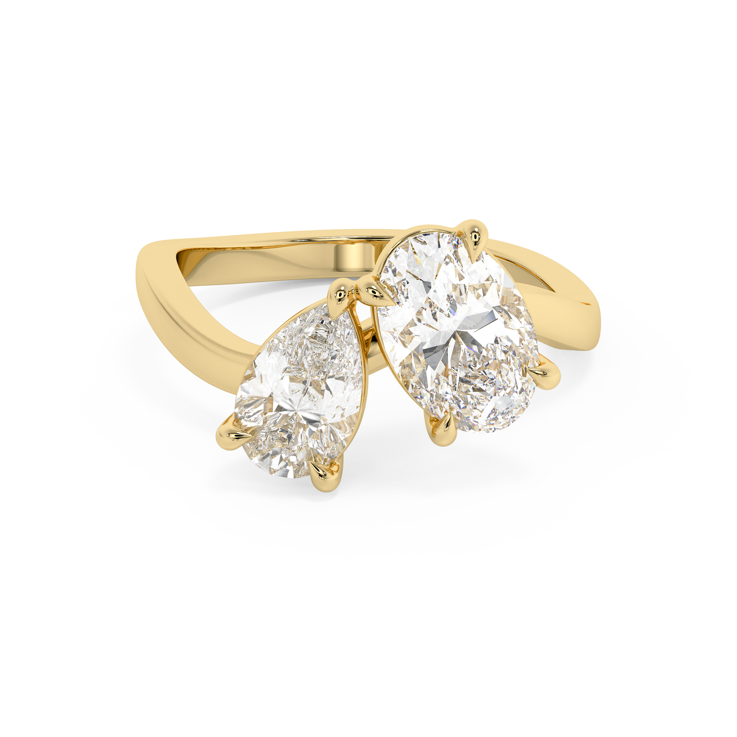 2.25 Oval & Pear Toi Et Moi Lab Grown Diamond Engagement Ring