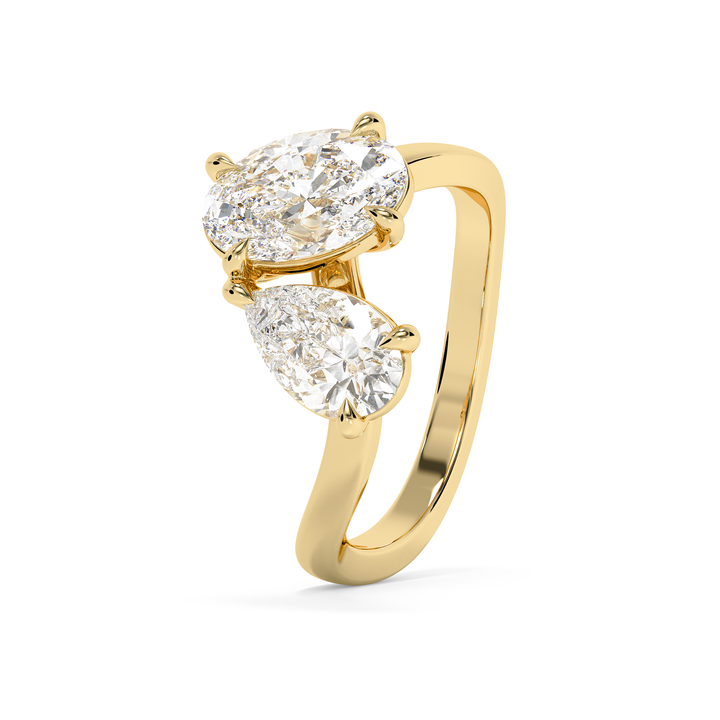 2.25 Oval & Pear Toi Et Moi Lab Grown Diamond Engagement Ring