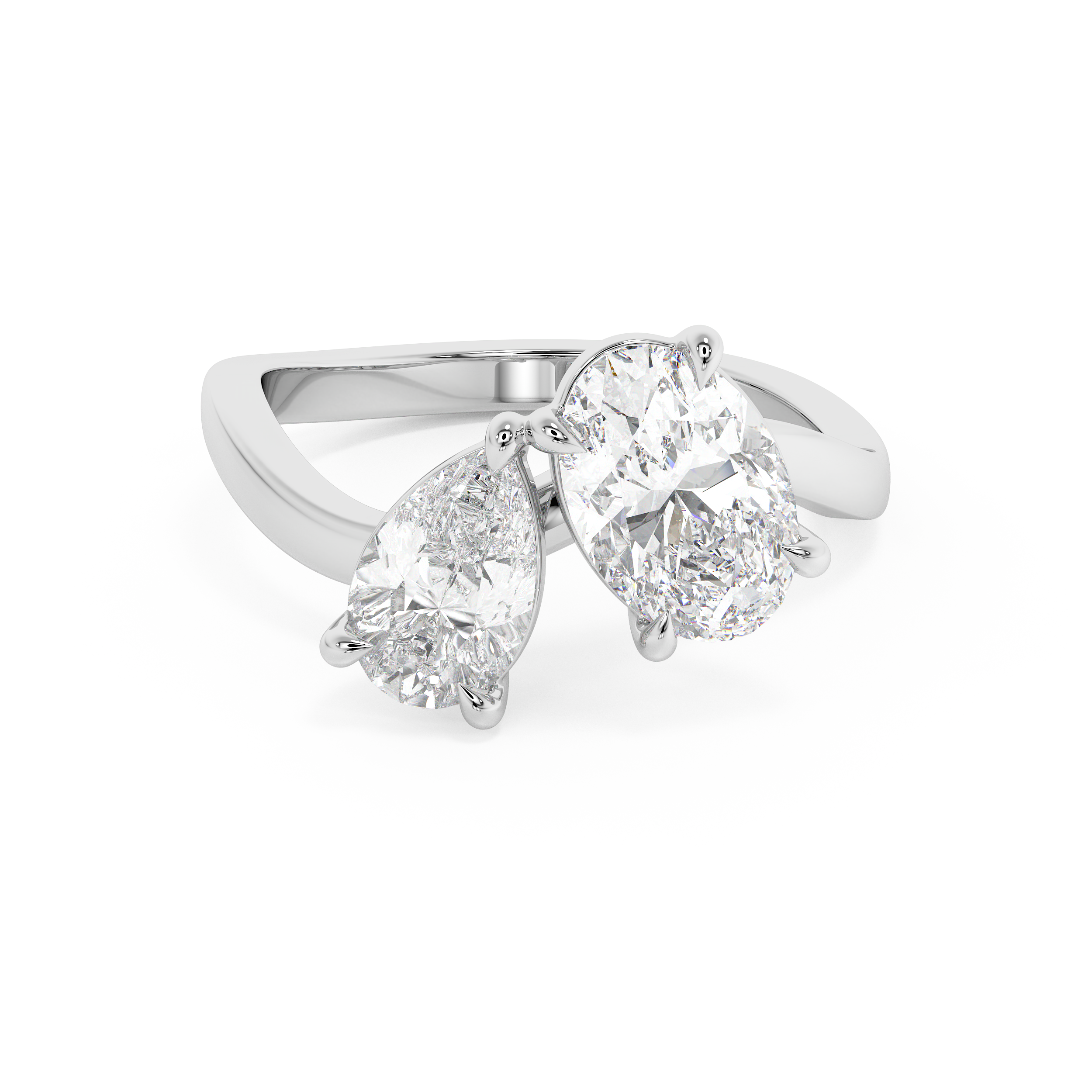 2.25 Oval & Pear Toi Et Moi Lab Grown Diamond Engagement Ring