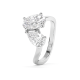 2.25 Oval & Pear Toi Et Moi Lab Grown Diamond Engagement Ring