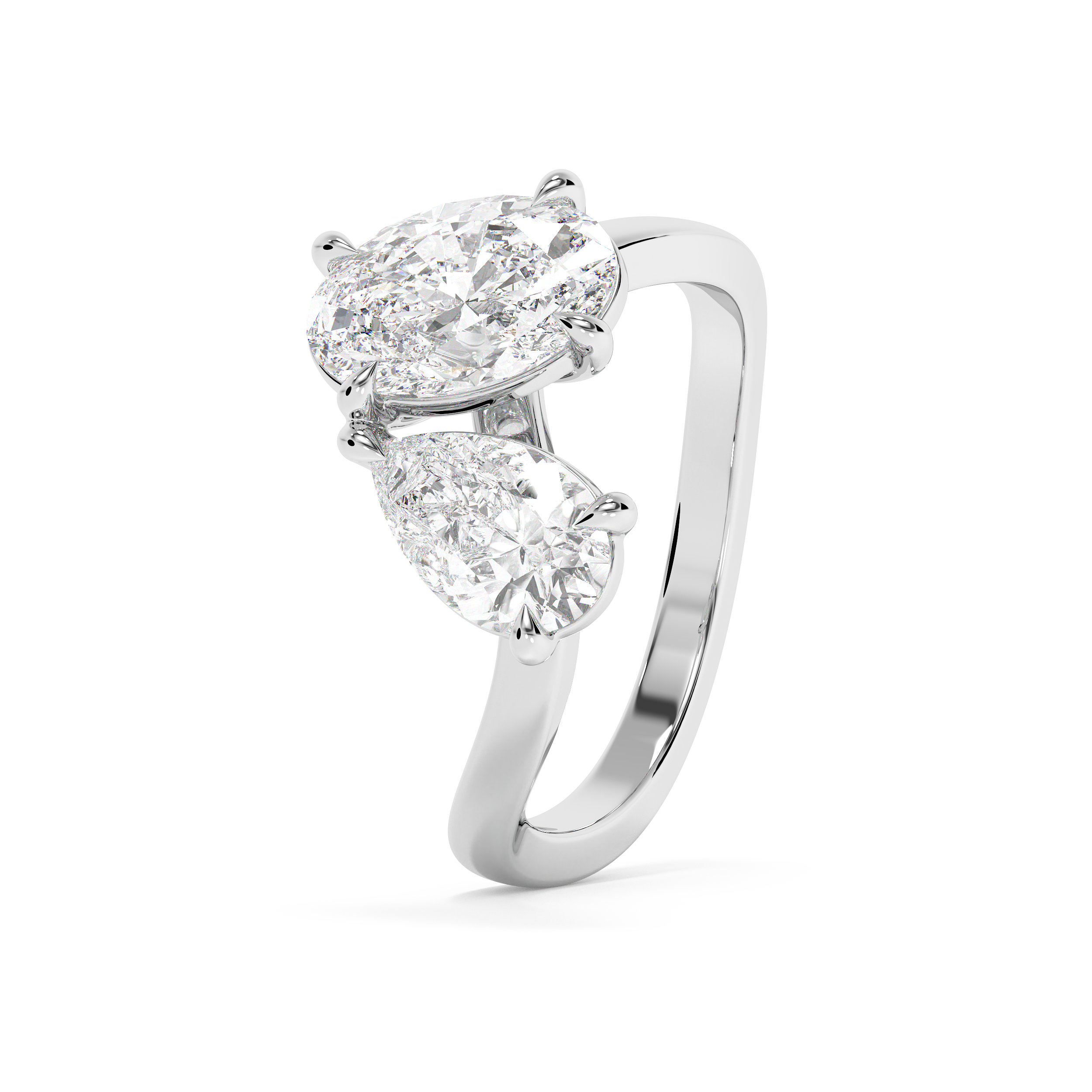 2.25 Oval & Pear Toi Et Moi Lab Grown Diamond Engagement Ring