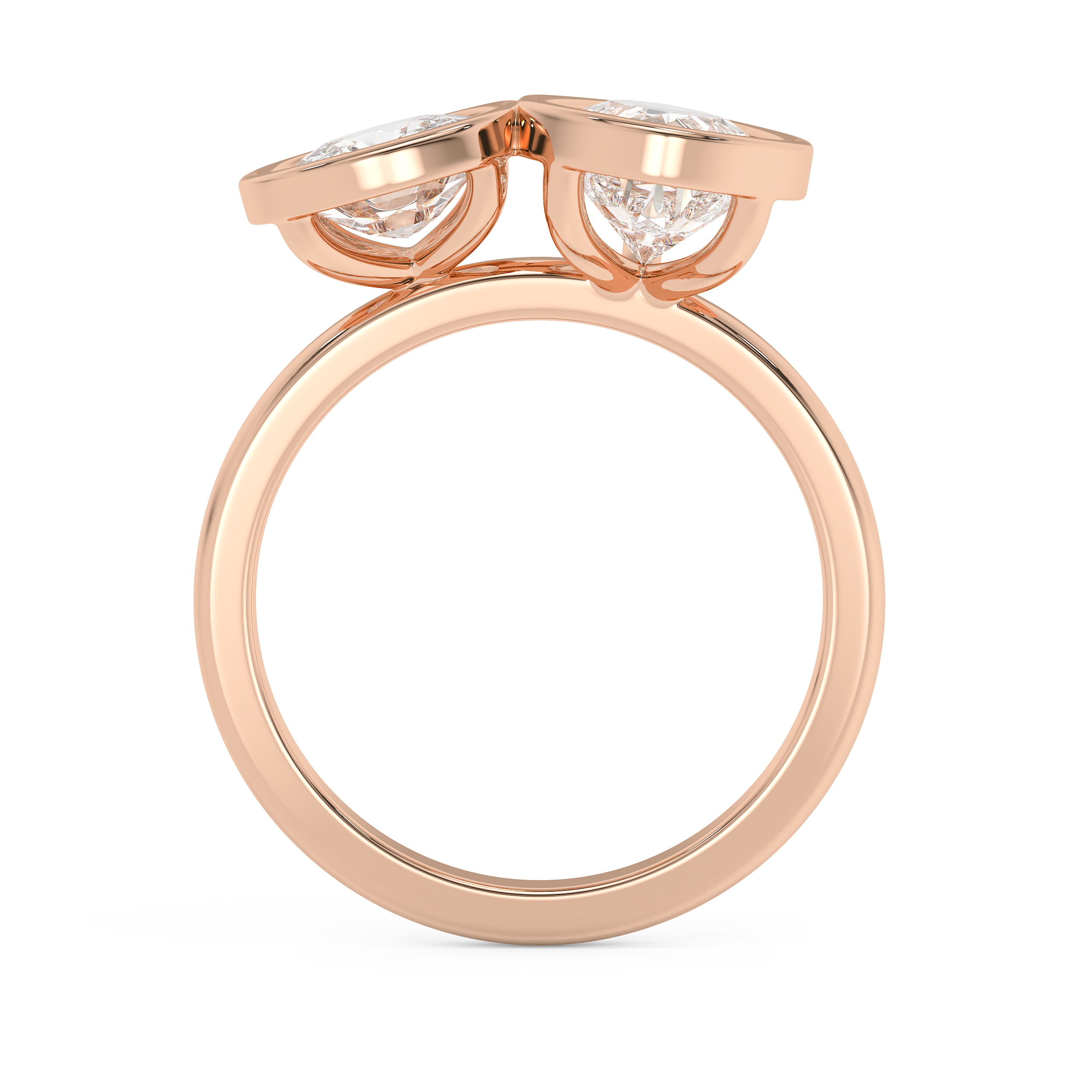 3.5 TCW Cushion & Pear Toi Et Moi Bezel Lab Grown Diamond Engagement Ring