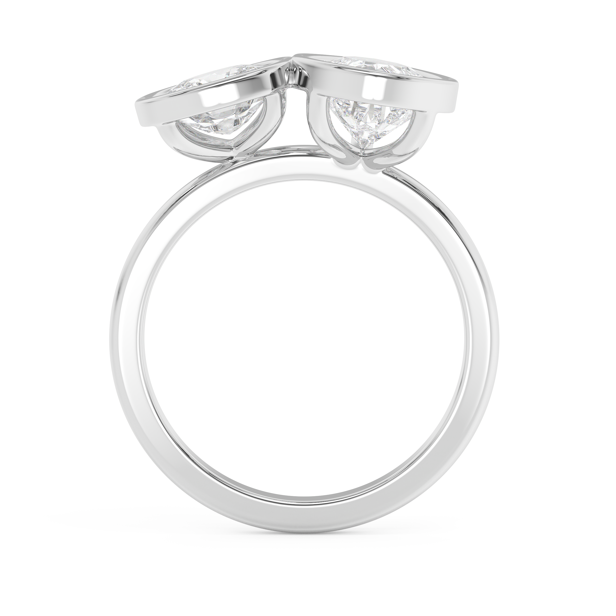 3.5 TCW Cushion & Pear Toi Et Moi Bezel Lab Grown Diamond Engagement Ring