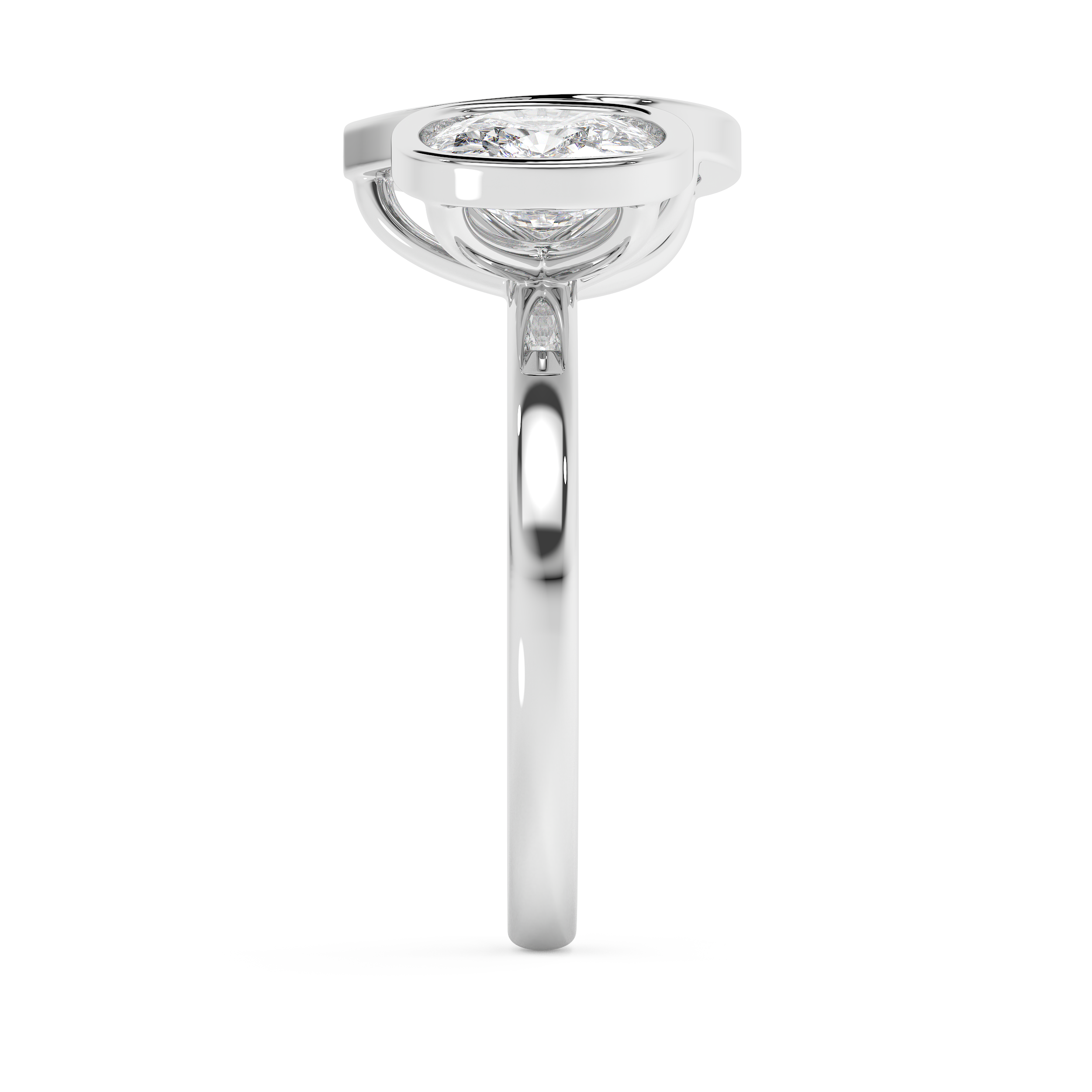 3.5 TCW Cushion & Pear Toi Et Moi Bezel Lab Grown Diamond Engagement Ring
