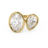 4.25 TCW Oval & Pear Toi Et Moi Bezel Lab Grown Diamond Engagement Ring