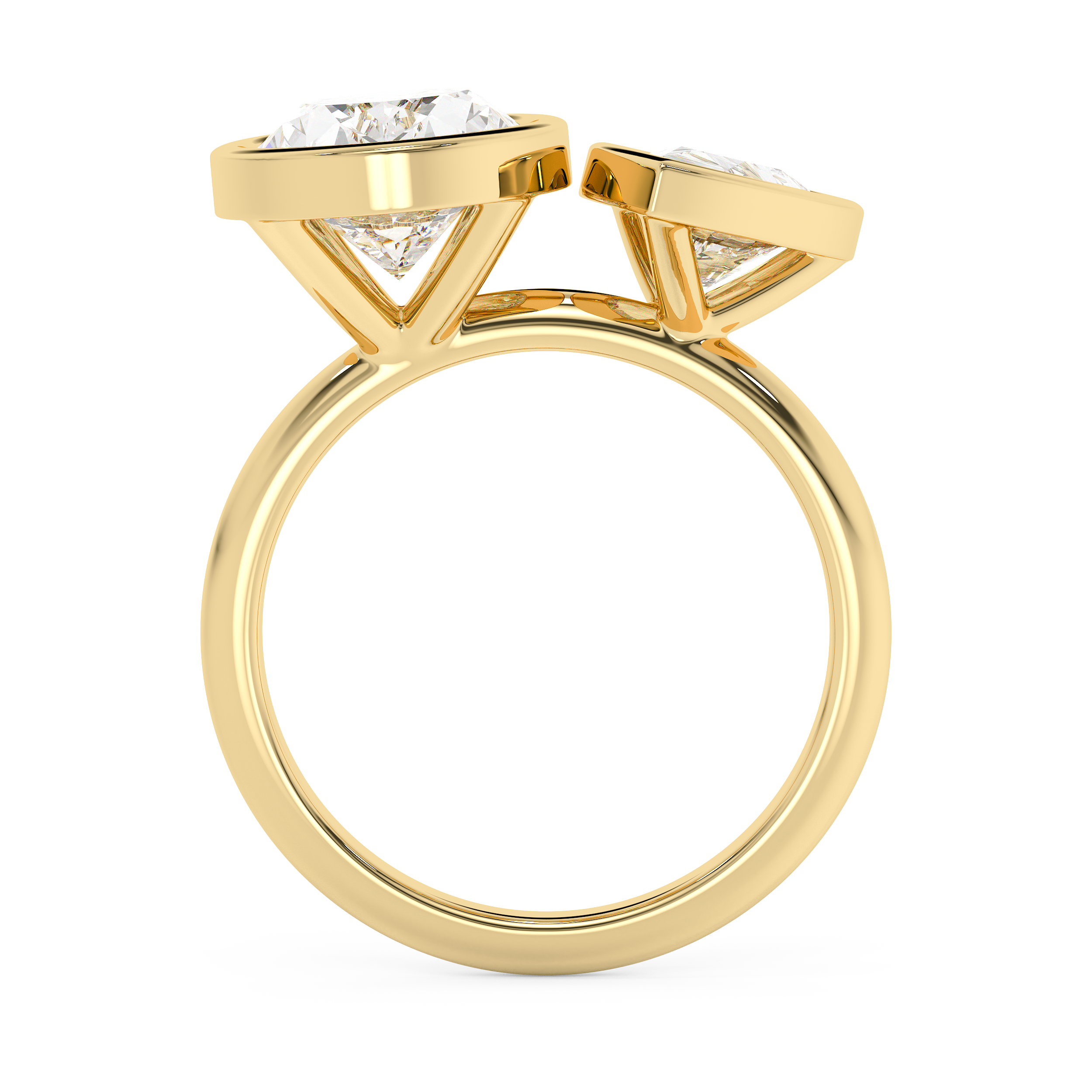 4.25 TCW Oval & Pear Toi Et Moi Bezel Lab Grown Diamond Engagement Ring