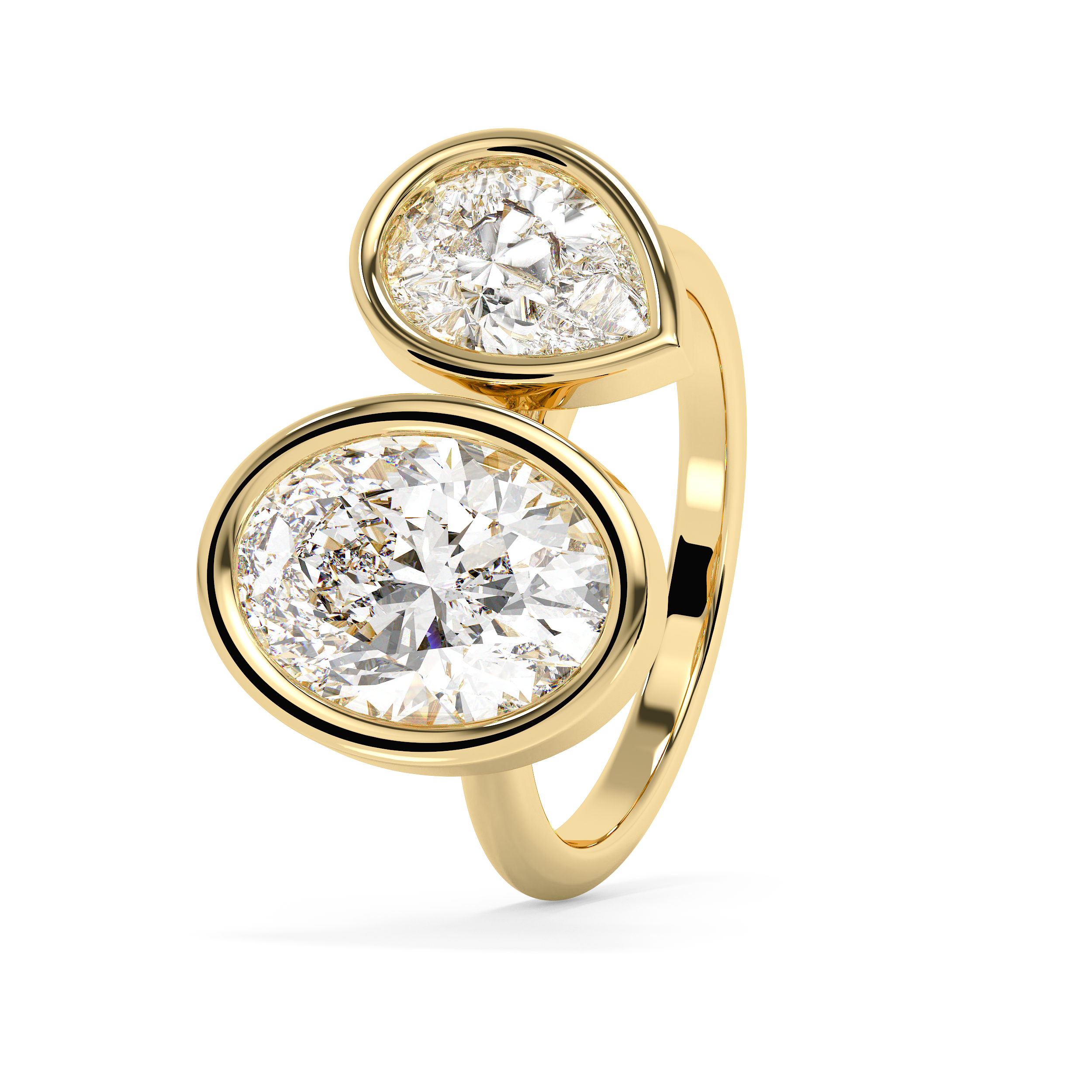4.25 TCW Oval & Pear Toi Et Moi Bezel Lab Grown Diamond Engagement Ring