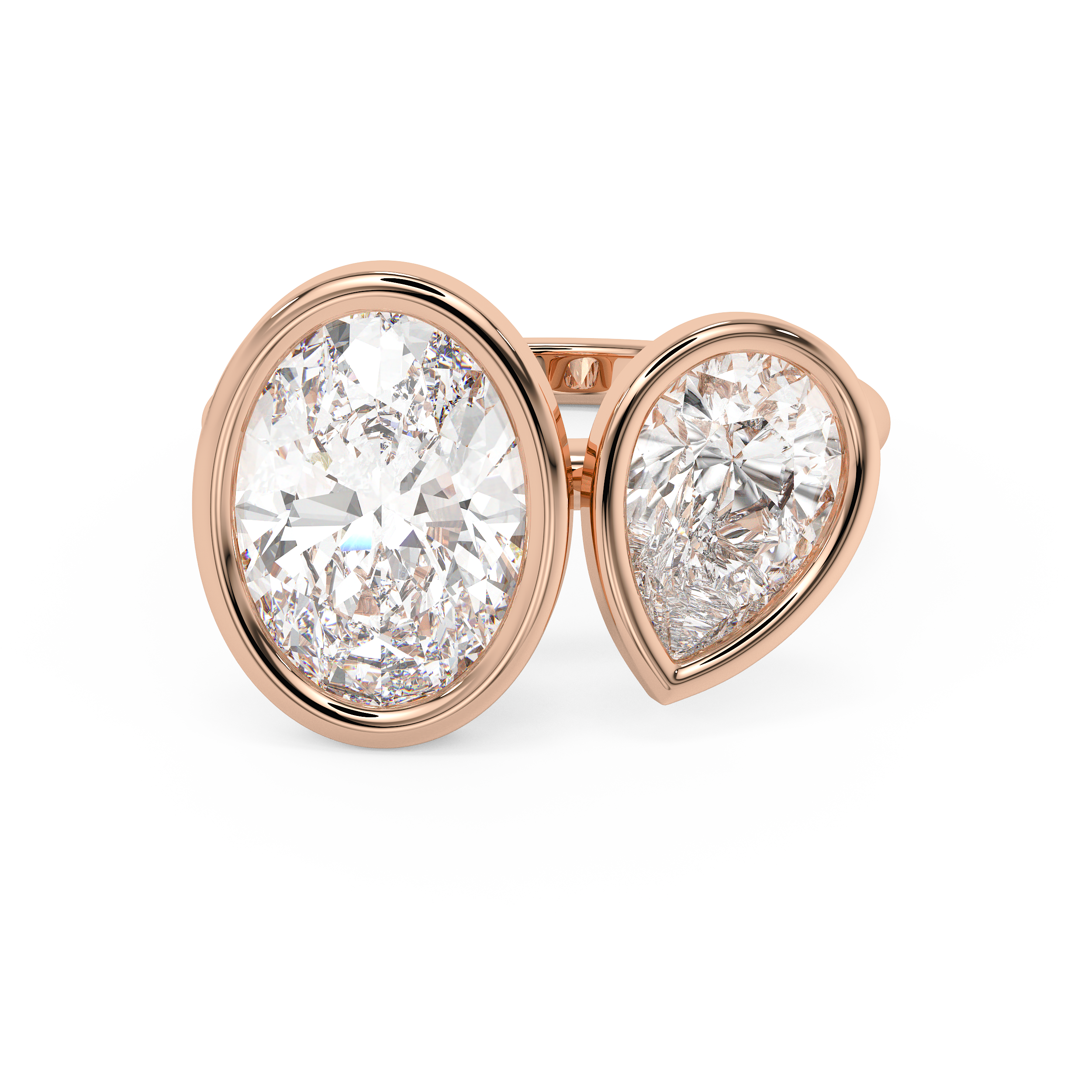 4.25 TCW Oval & Pear Toi Et Moi Bezel Lab Grown Diamond Engagement Ring
