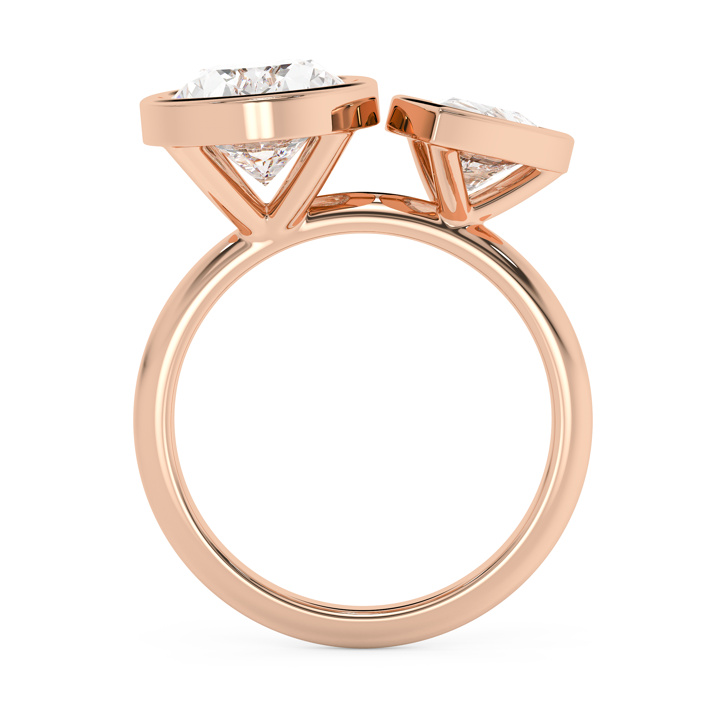 4.25 TCW Oval & Pear Toi Et Moi Bezel Lab Grown Diamond Engagement Ring