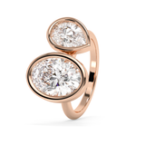 4.25 TCW Oval & Pear Toi Et Moi Bezel Lab Grown Diamond Engagement Ring