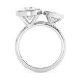 4.25 TCW Oval & Pear Toi Et Moi Bezel Lab Grown Diamond Engagement Ring