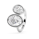 4.25 TCW Oval & Pear Toi Et Moi Bezel Lab Grown Diamond Engagement Ring