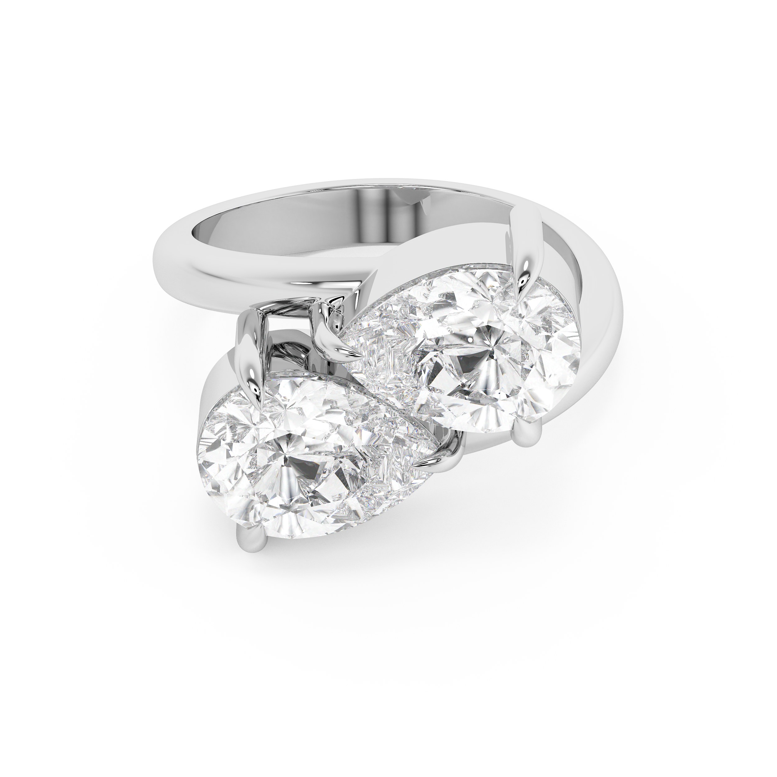 3.75 TCW Pear Toi Et Moi Lab Grown Diamond Engagement Ring