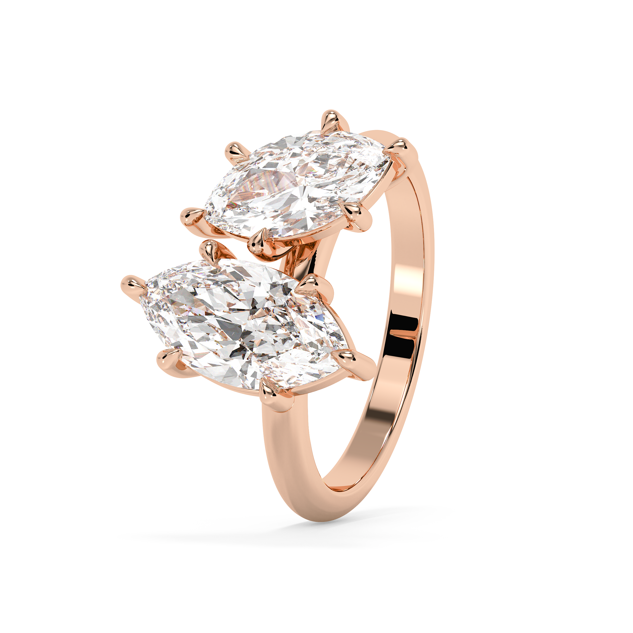 2.25 TCW Marquise Toi Et Moi Lab Grown Diamond Engagement Ring