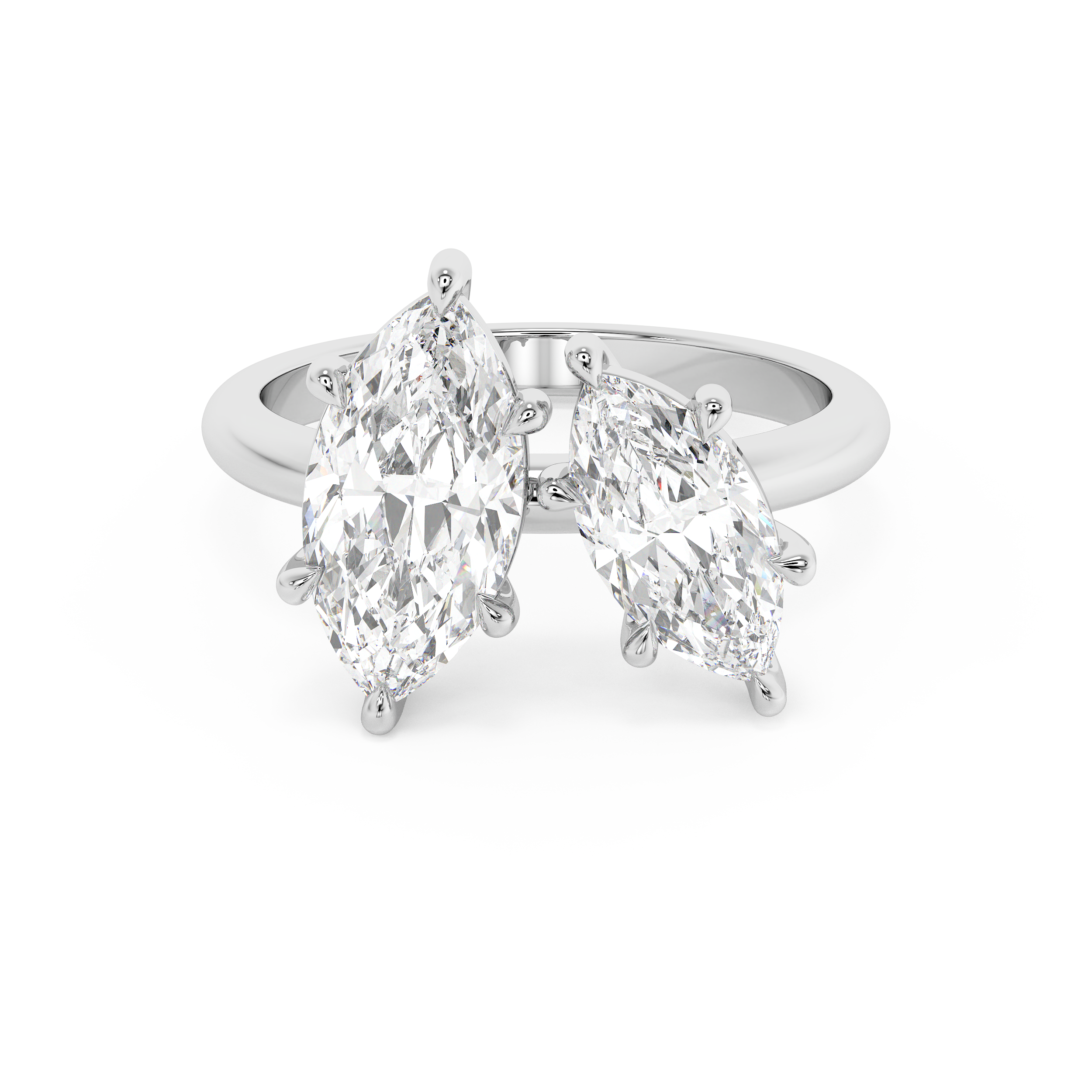 2.25 TCW Marquise Toi Et Moi Lab Grown Diamond Engagement Ring