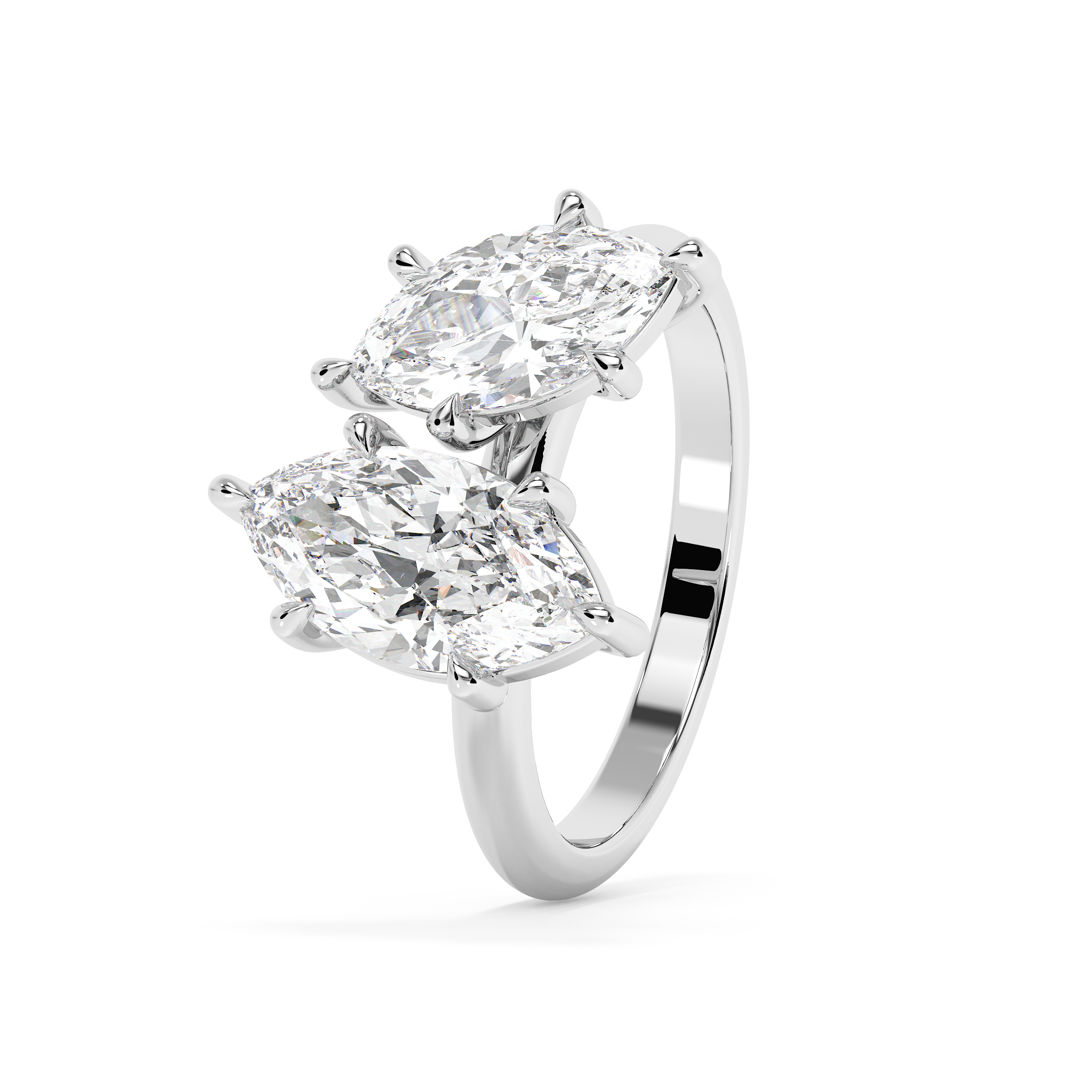 2.25 TCW Marquise Toi Et Moi Lab Grown Diamond Engagement Ring