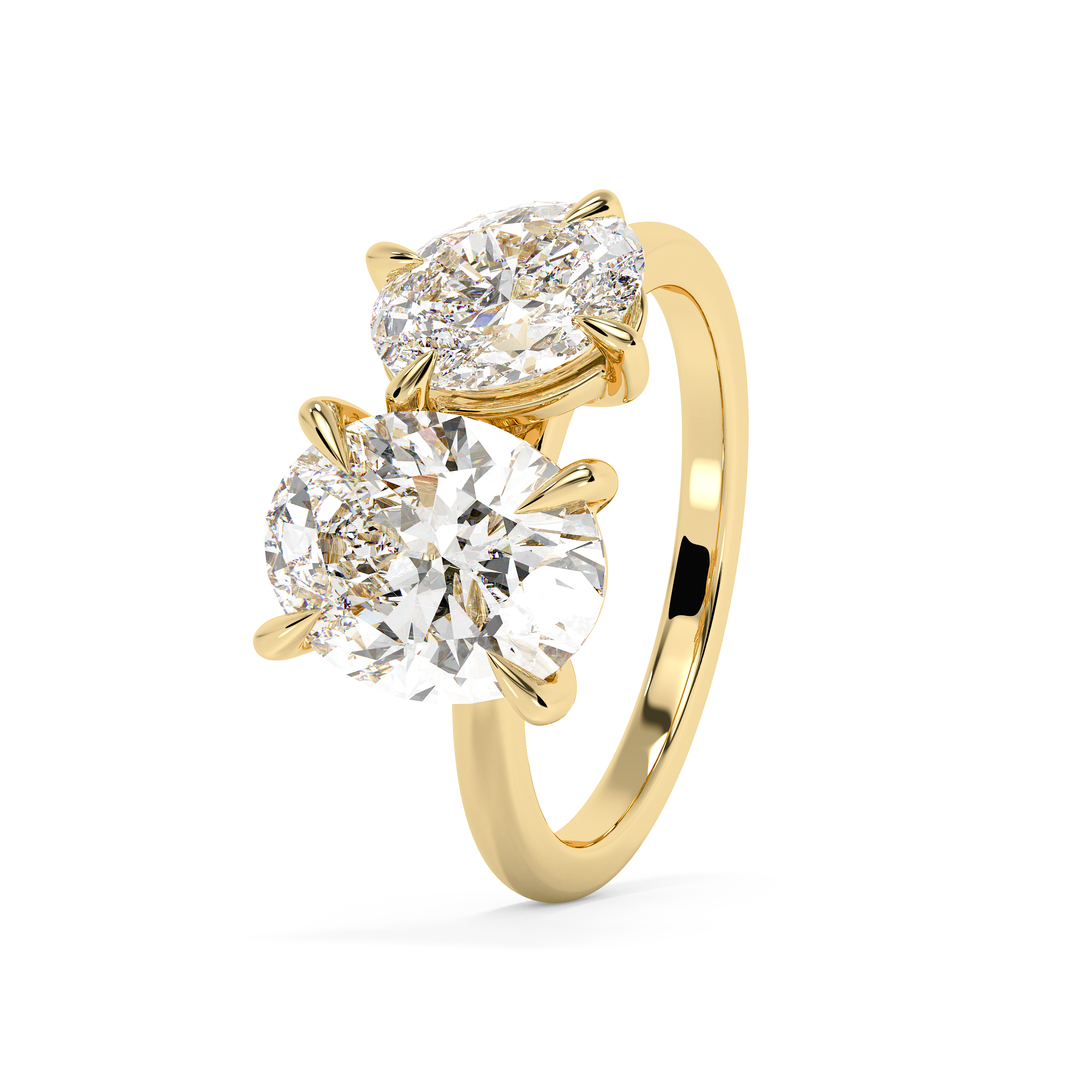 3.5 TCW Oval Toi Et Moi Lab Grown Diamond Engagement Ring