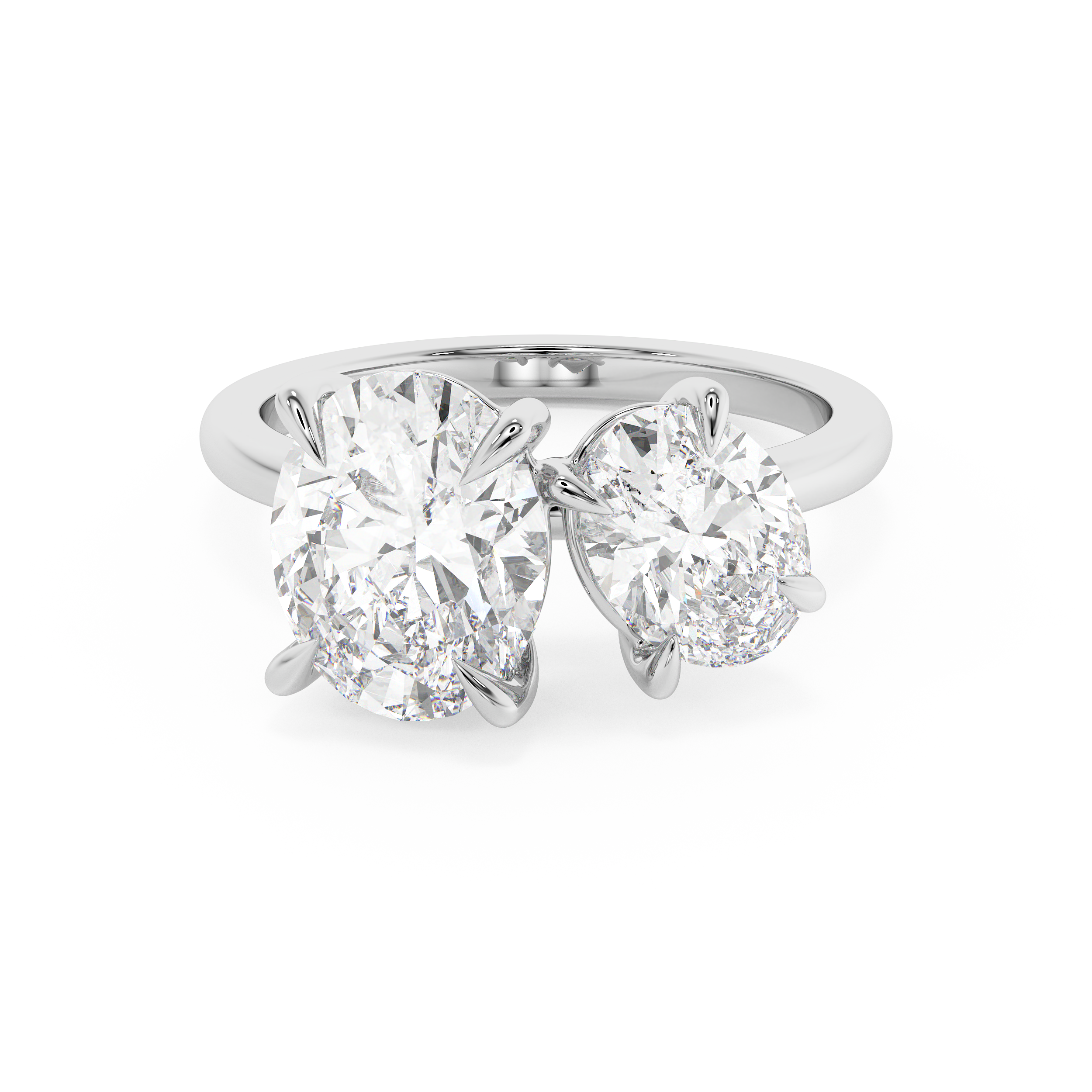 3.5 TCW Oval Toi Et Moi Lab Grown Diamond Engagement Ring