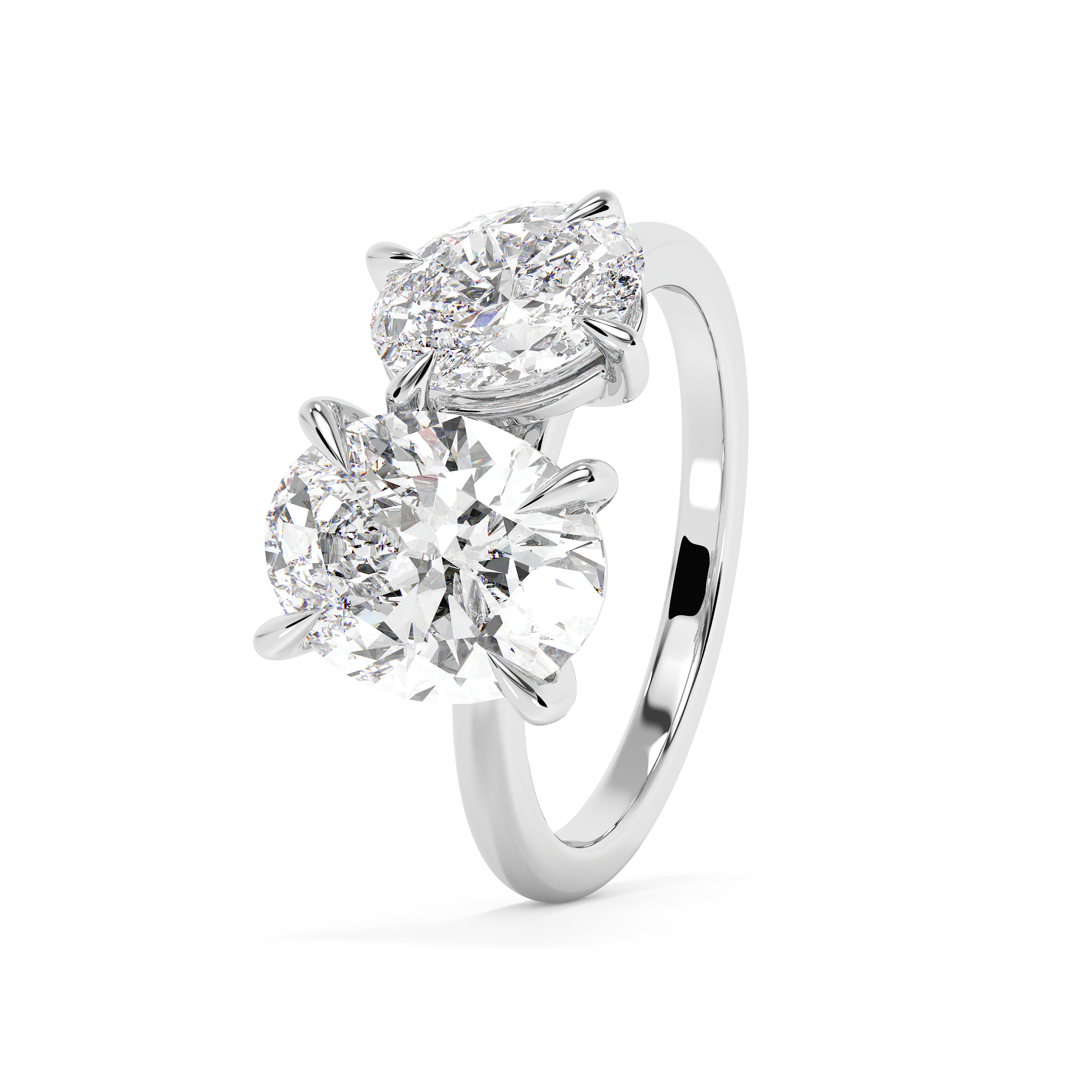 3.5 TCW Oval Toi Et Moi Lab Grown Diamond Engagement Ring