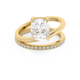 Elongated Cushion Pave Double Shank Lab Grown Diamond Engagement Ring