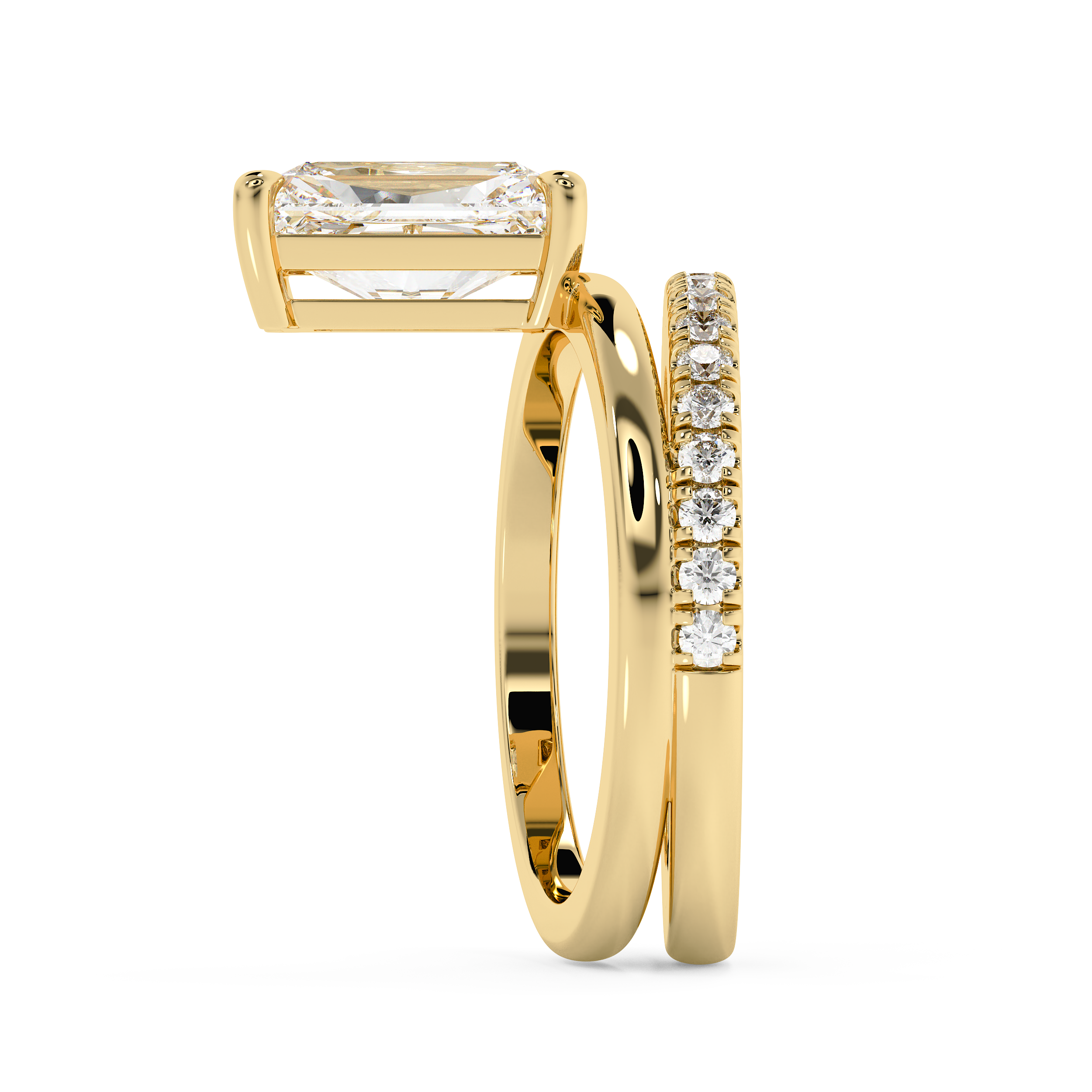 Radiant Pave Double Shank Lab Grown Diamond Engagement Ring
