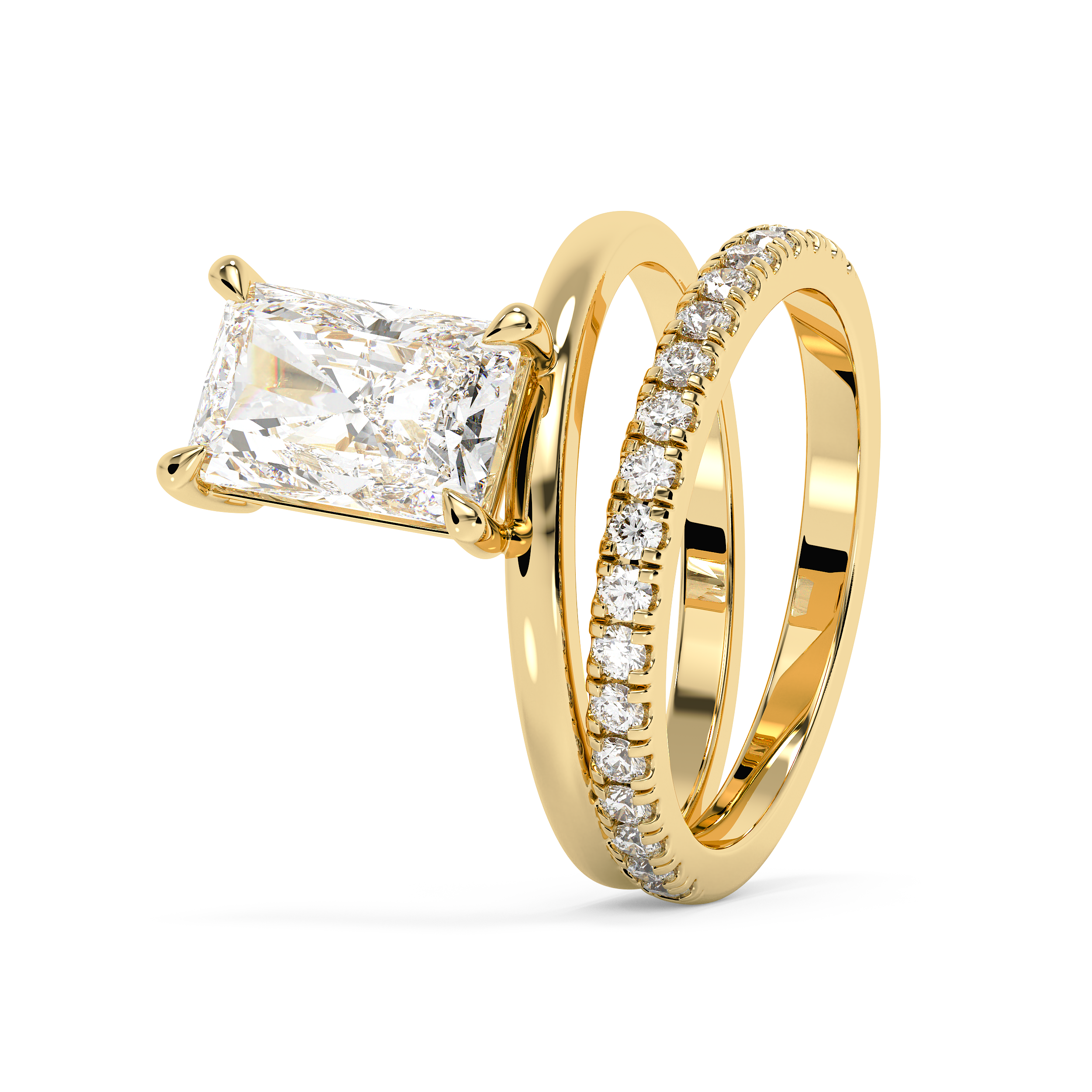 Radiant Pave Double Shank Lab Grown Diamond Engagement Ring