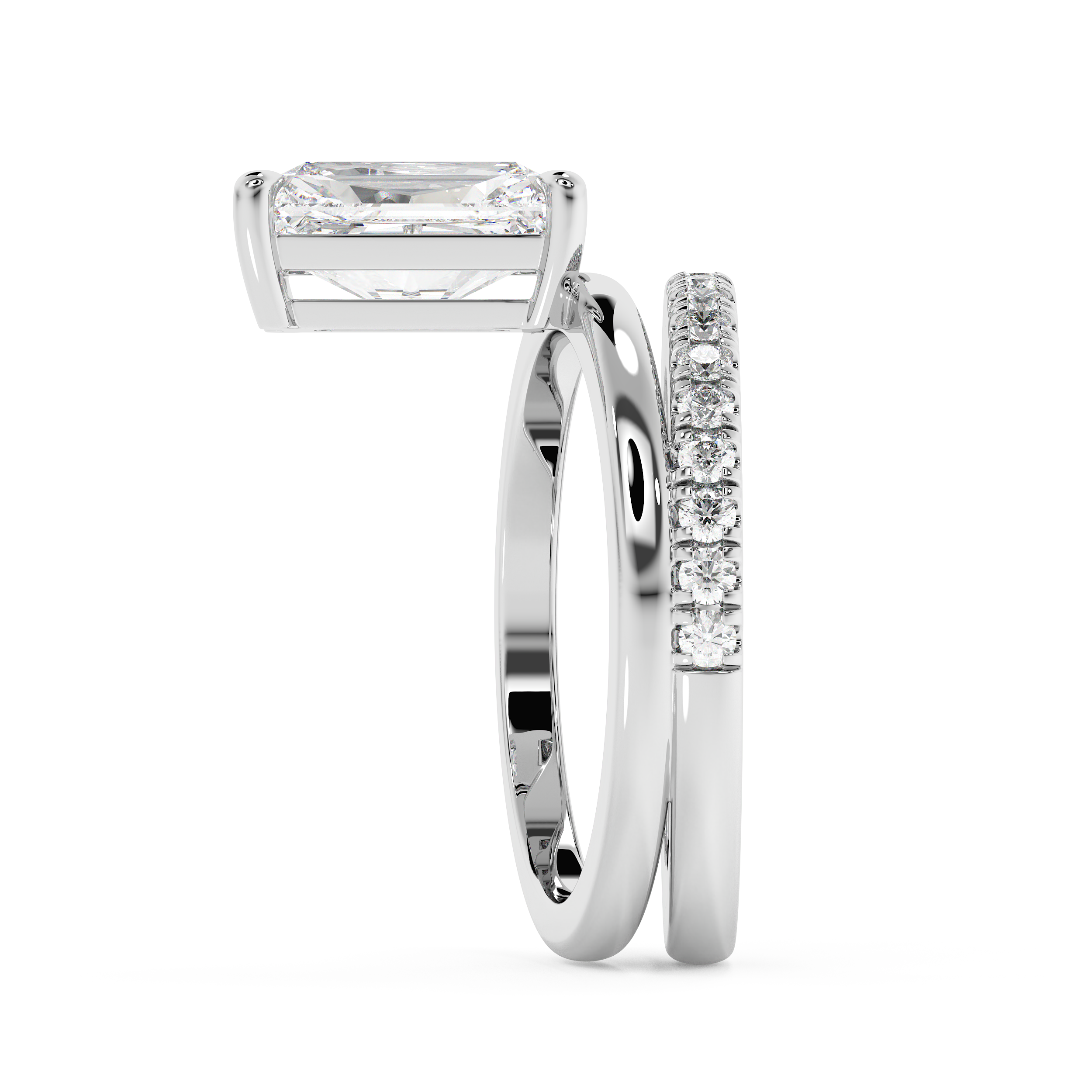 Radiant Pave Double Shank Lab Grown Diamond Engagement Ring