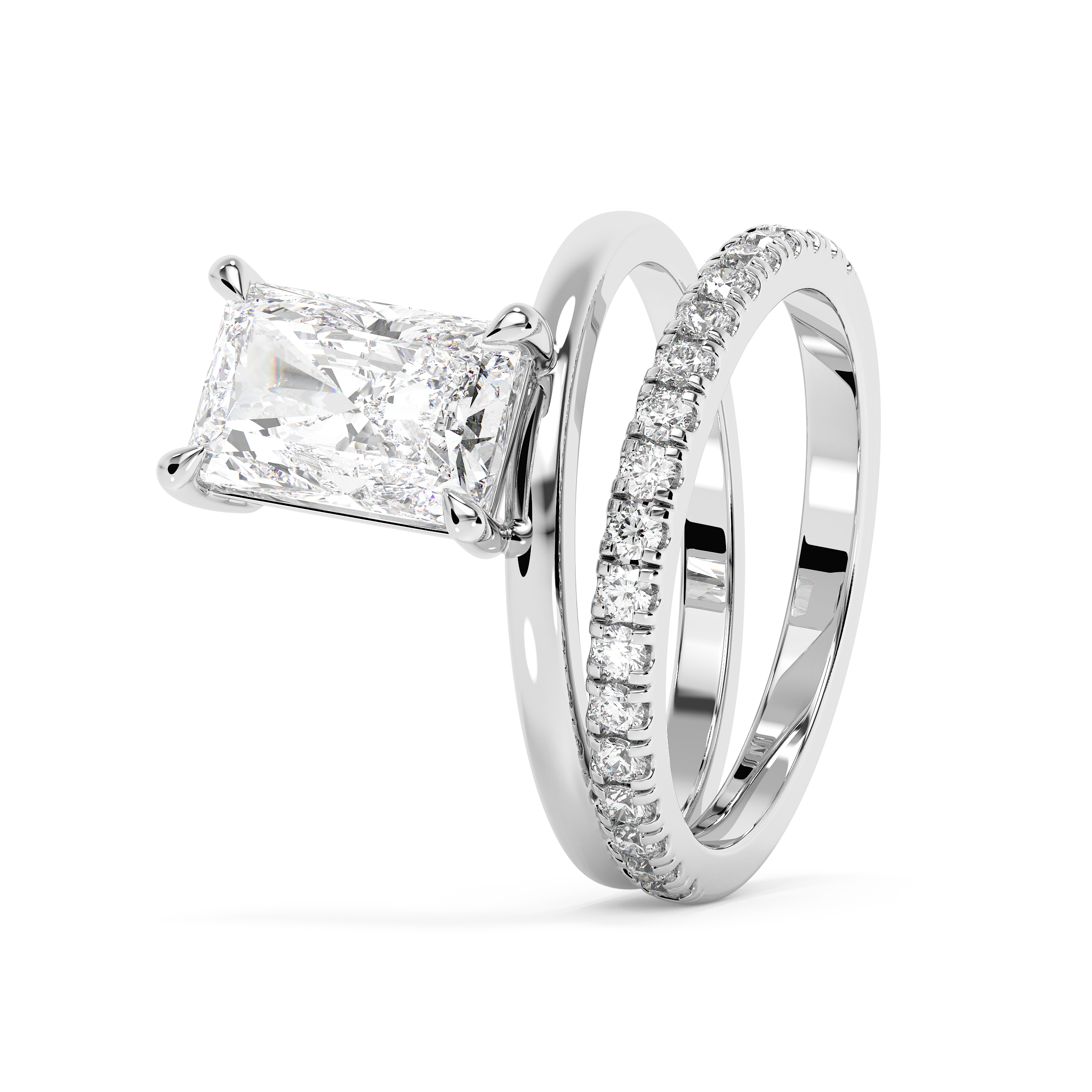 Radiant Pave Double Shank Lab Grown Diamond Engagement Ring