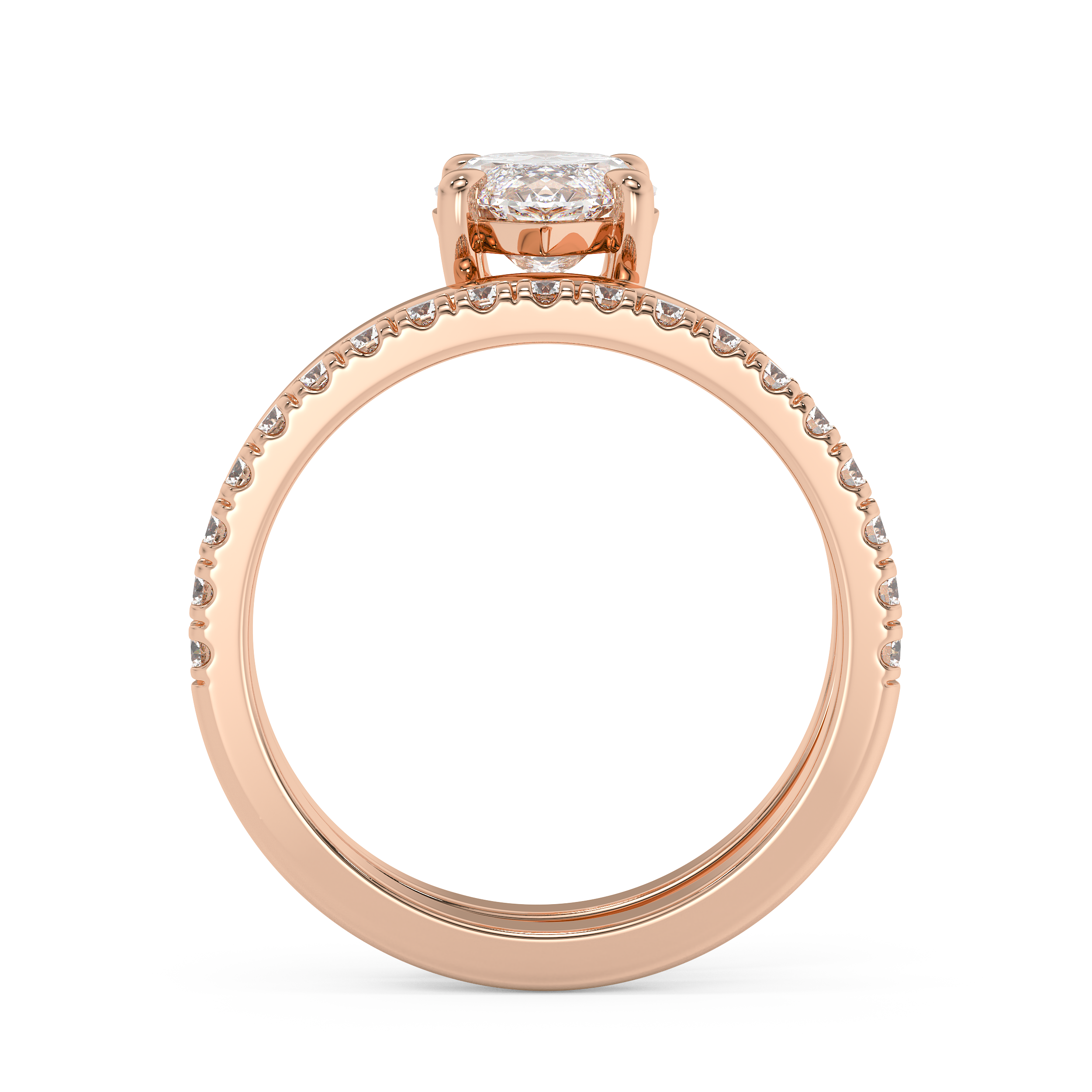 Marquise Pave Double Shank Lab Grown Diamond Engagement Ring