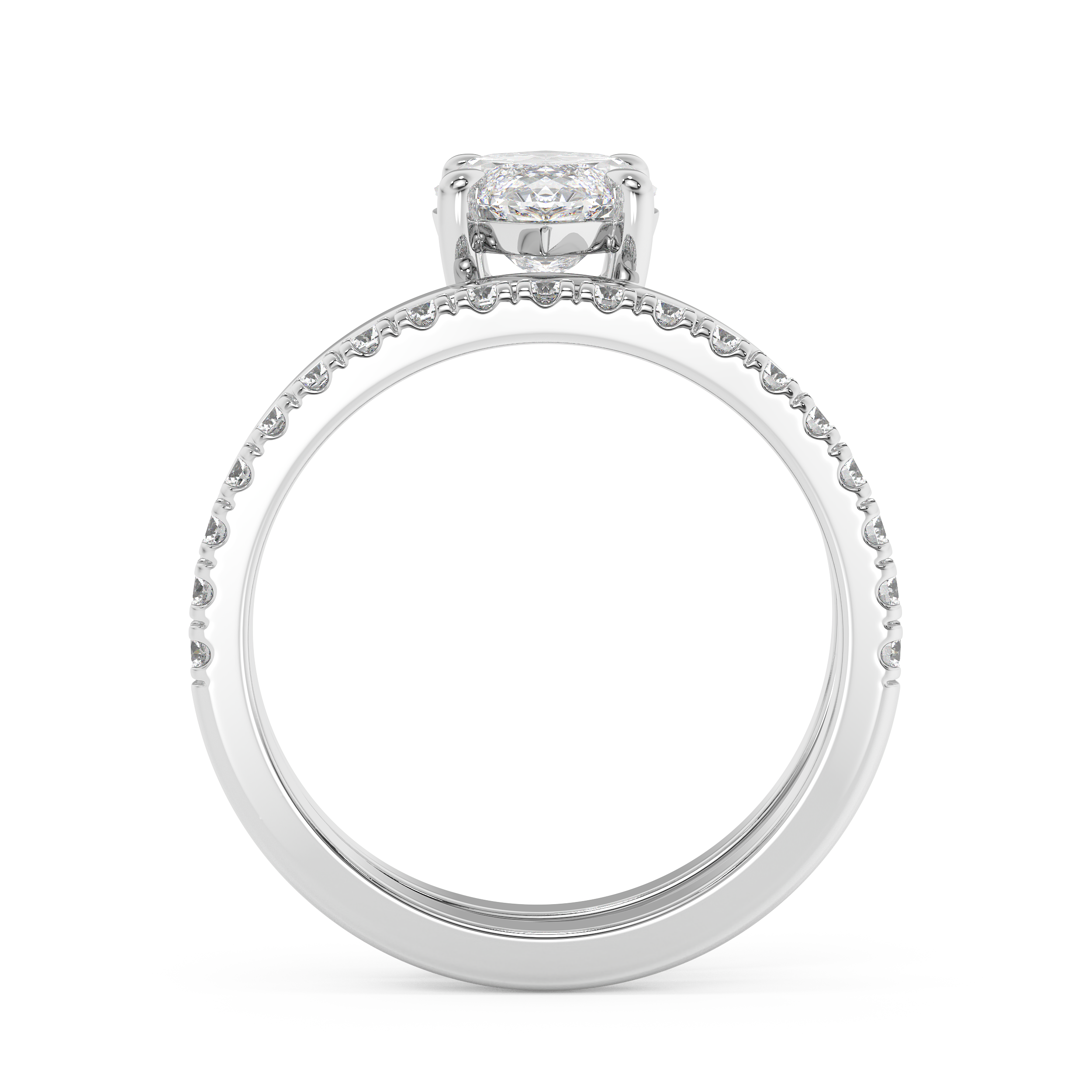 Marquise Pave Double Shank Lab Grown Diamond Engagement Ring