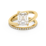 Emerald Pave Double Shank Lab Grown Diamond Engagement Ring