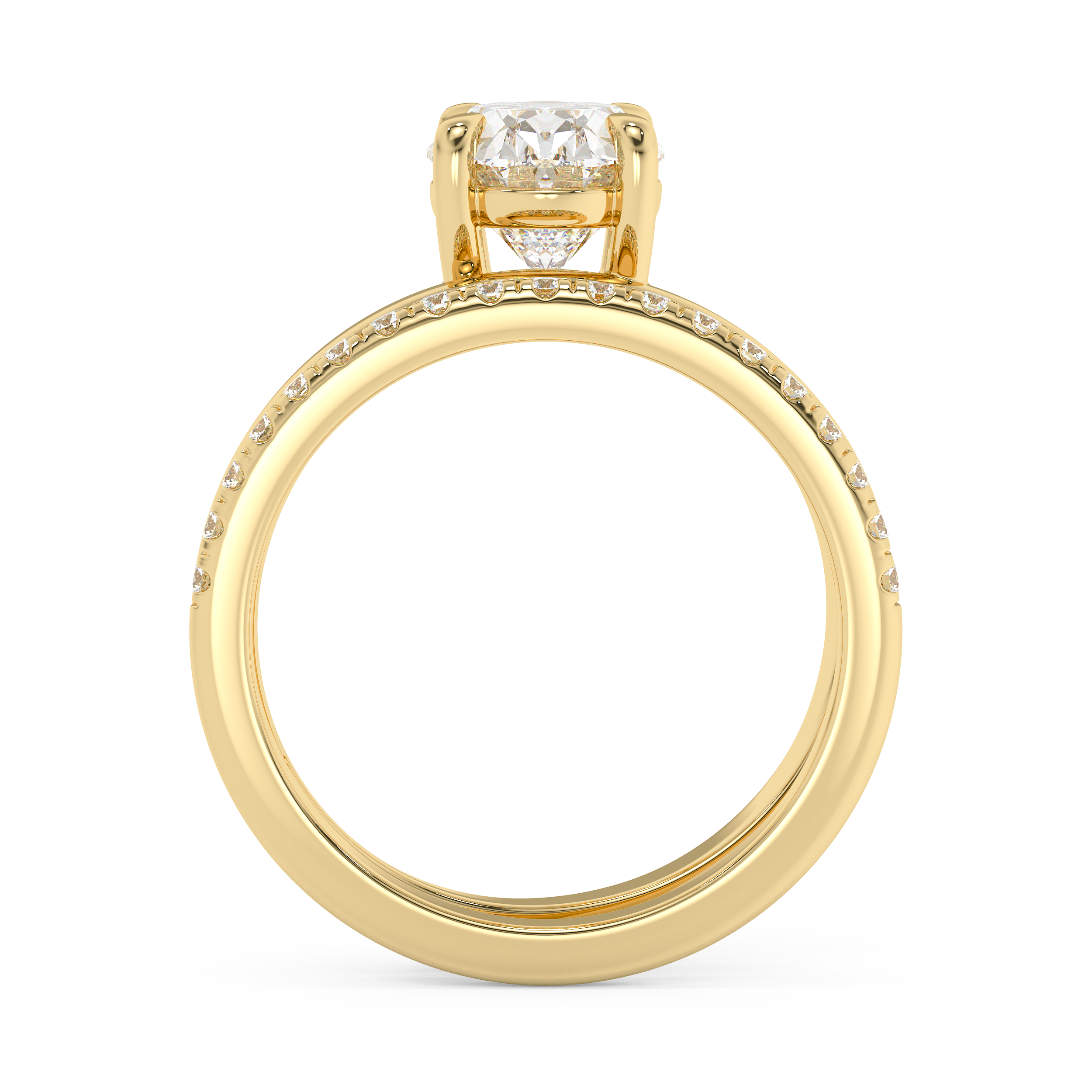 Oval Pave Double Shank Lab Grown Diamond Engagement Ring