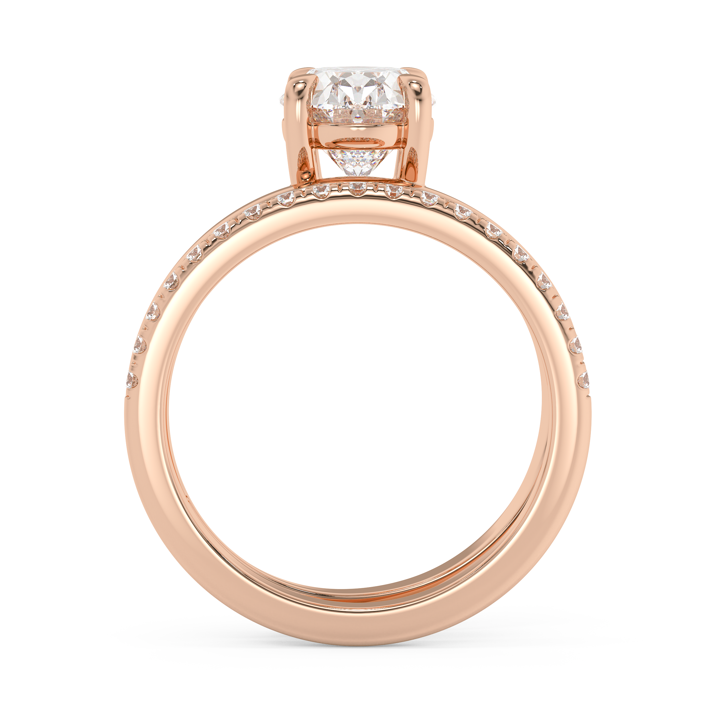 Oval Pave Double Shank Lab Grown Diamond Engagement Ring