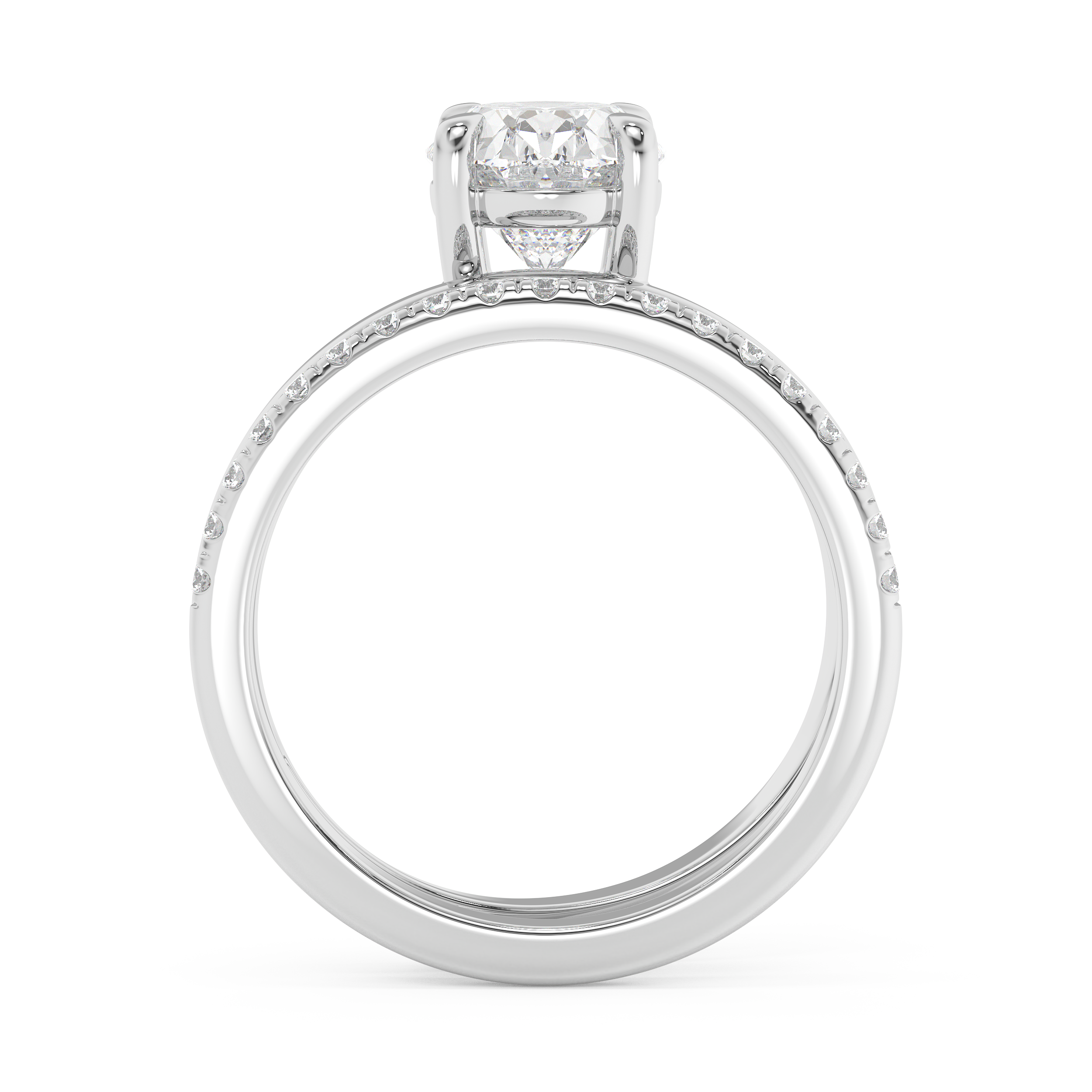 Oval Pave Double Shank Lab Grown Diamond Engagement Ring