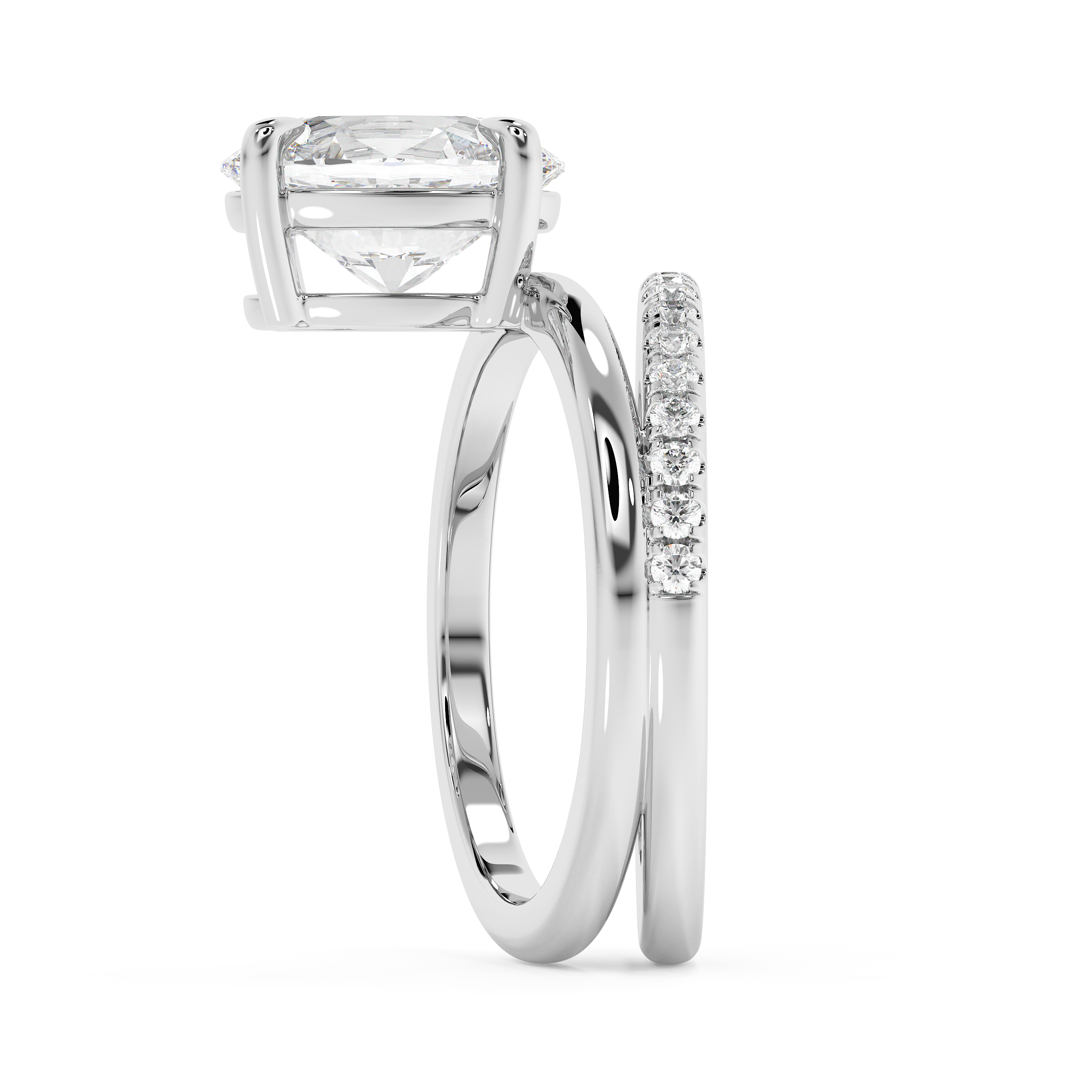 Oval Pave Double Shank Lab Grown Diamond Engagement Ring