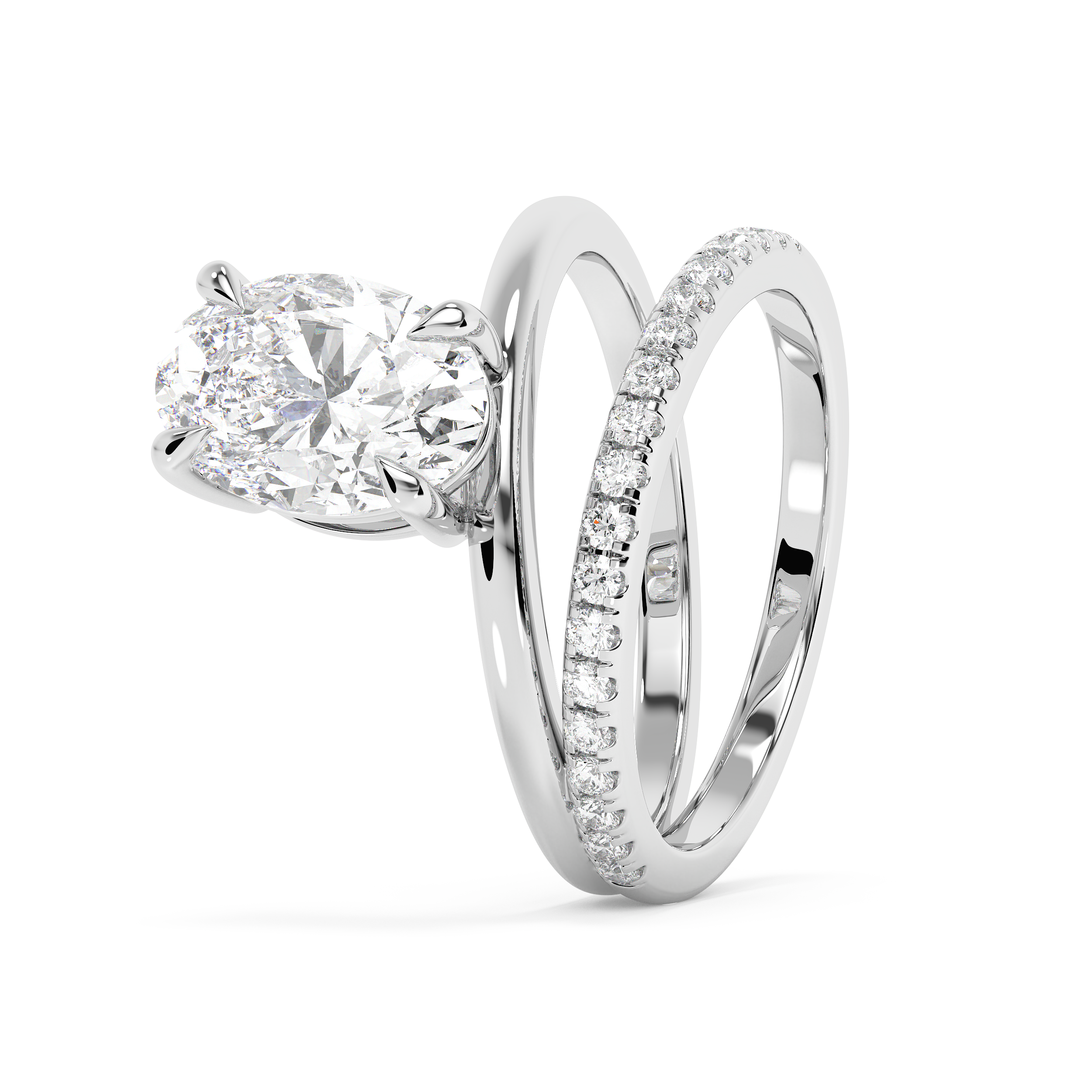 Oval Pave Double Shank Lab Grown Diamond Engagement Ring