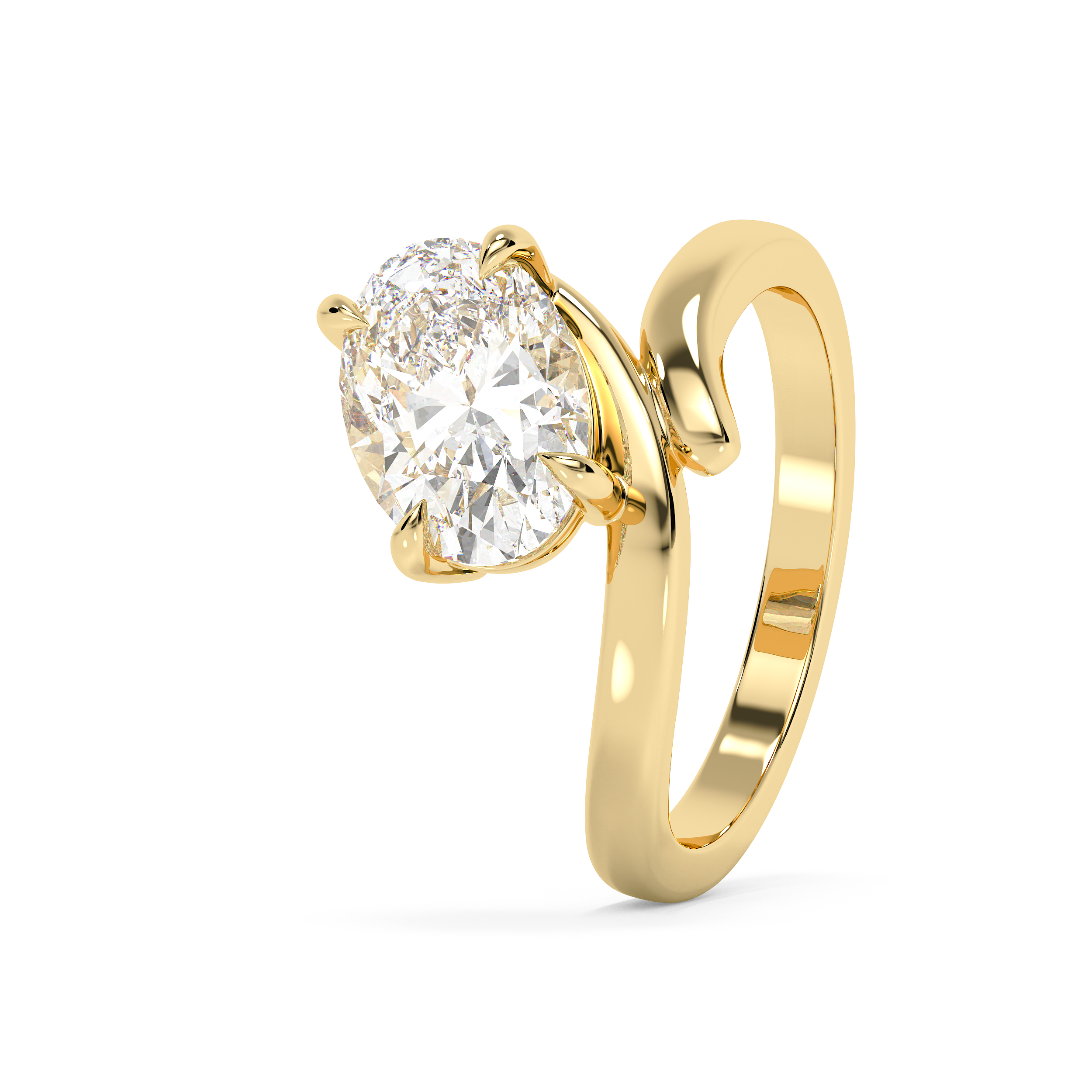 Oval Solitaire Curved Shank Lab Grown Diamond Engagement Ring