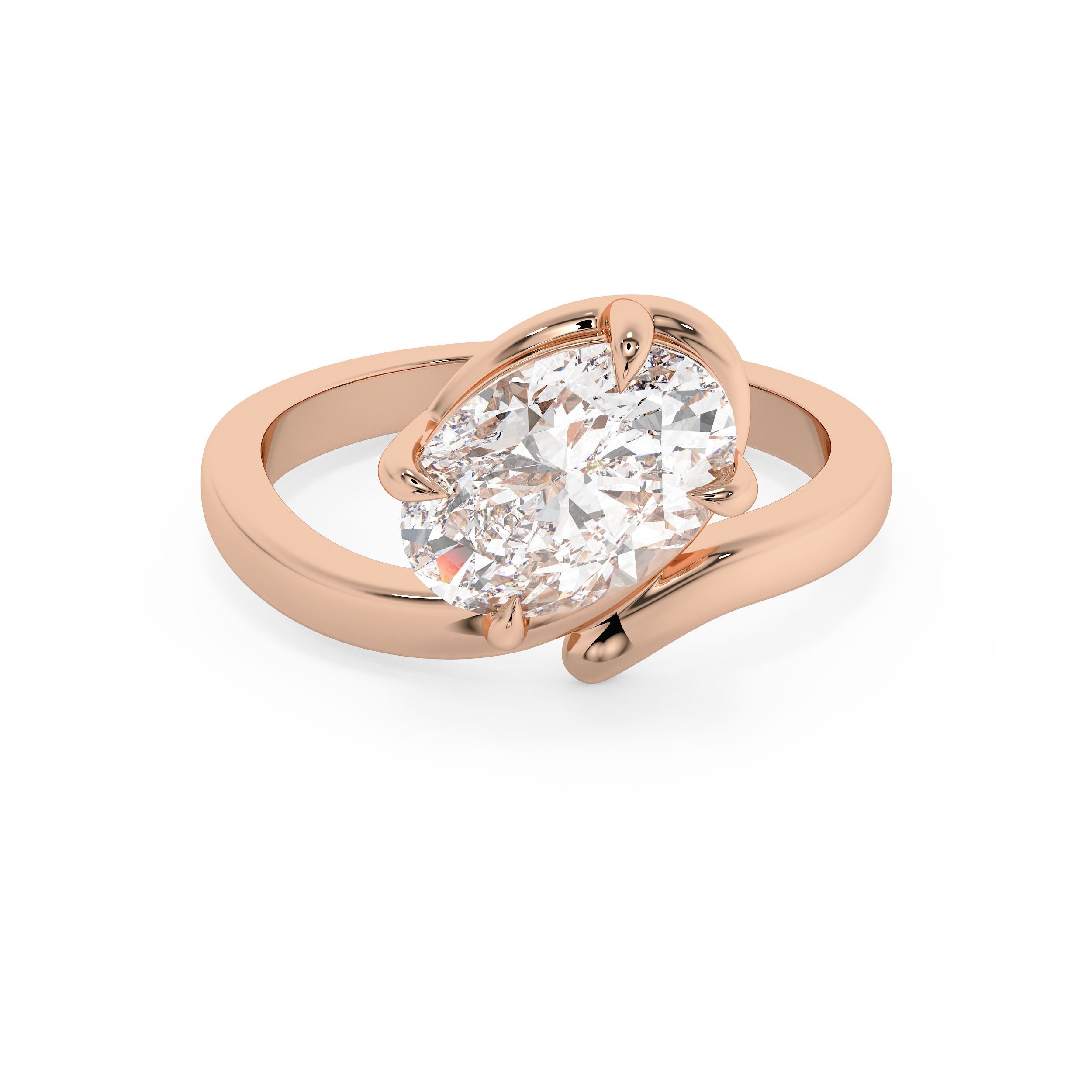 Oval Solitaire Curved Shank Lab Grown Diamond Engagement Ring