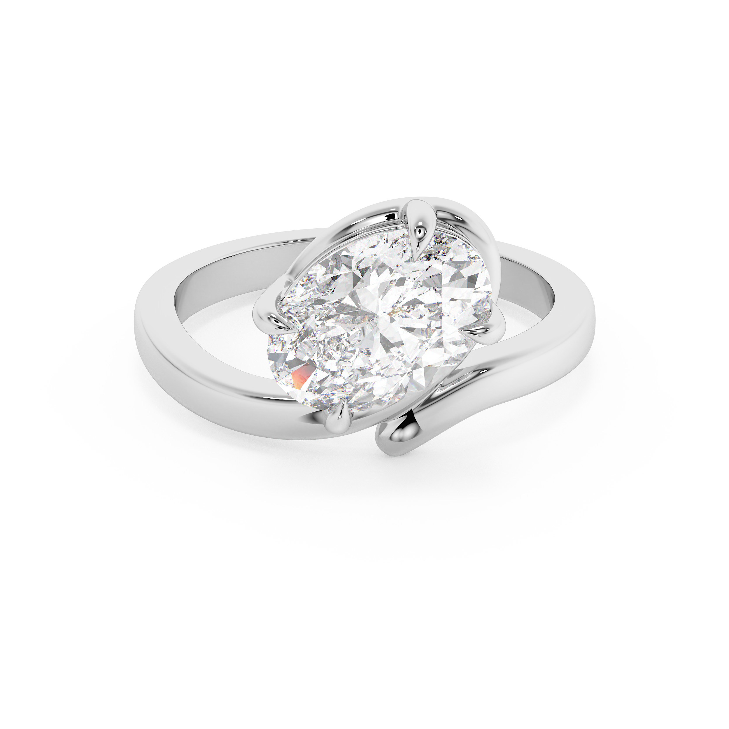 Oval Solitaire Curved Shank Lab Grown Diamond Engagement Ring