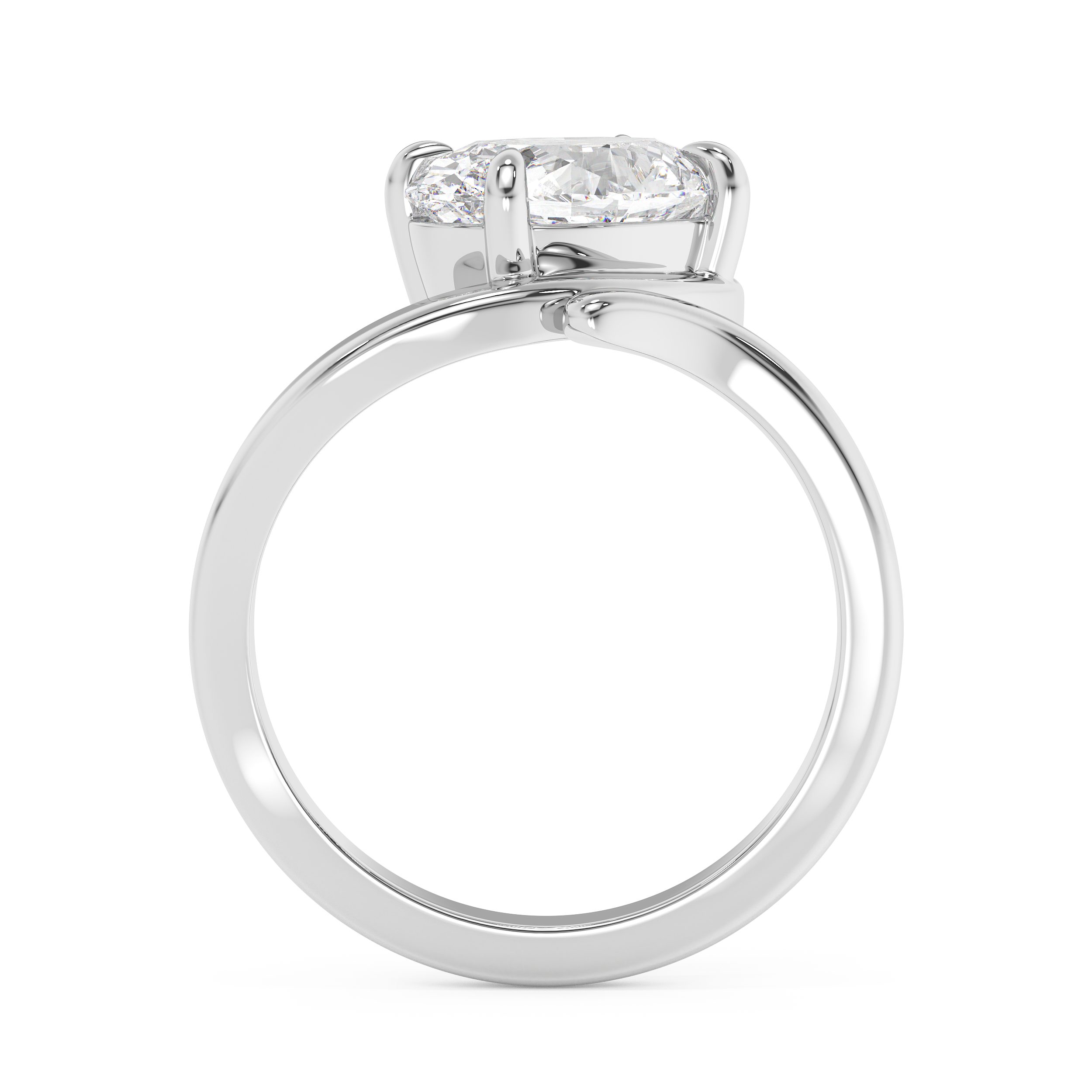 Oval Solitaire Curved Shank Lab Grown Diamond Engagement Ring