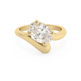 Oval Solitaire Curved Shank Lab Grown Diamond Engagement Ring