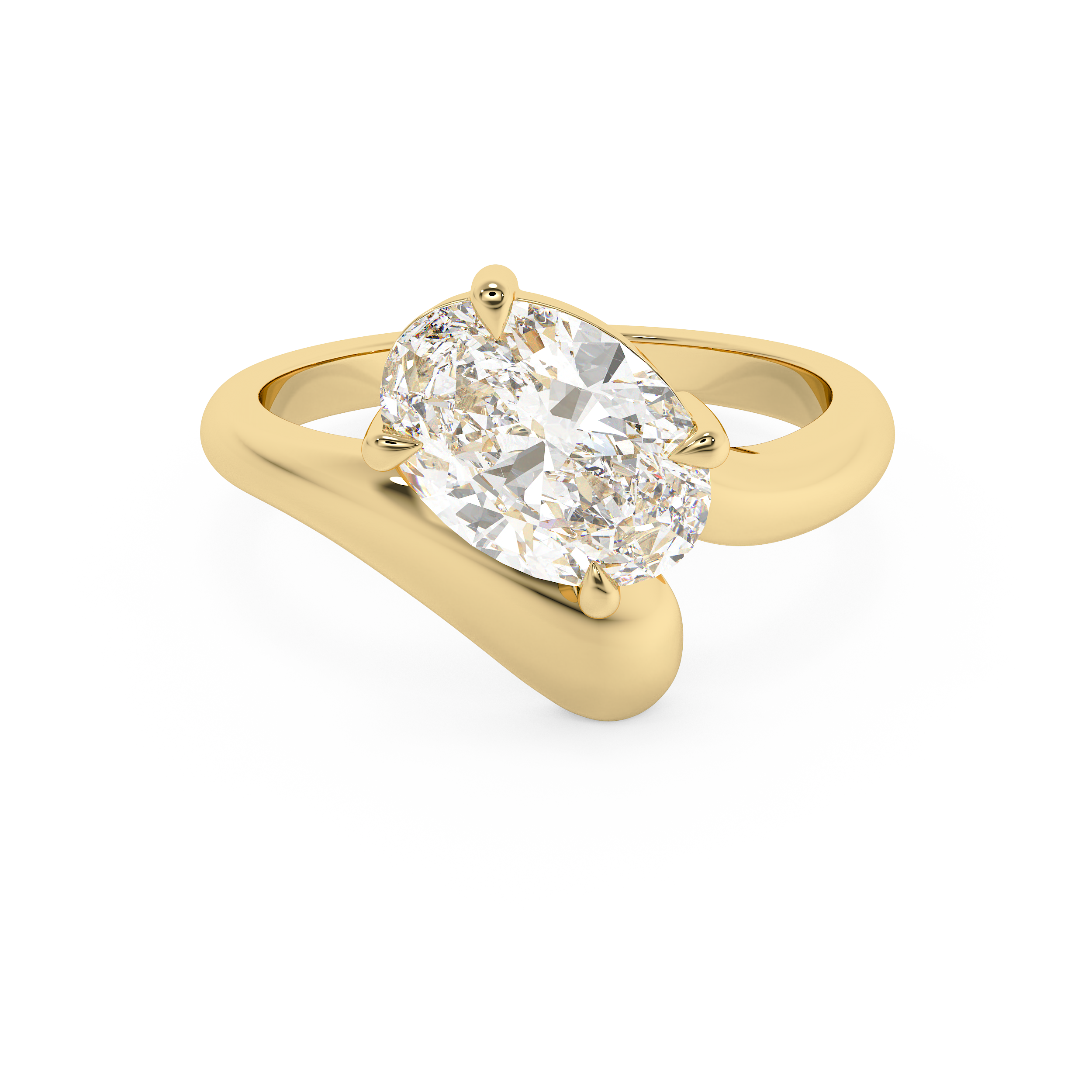 Oval Solitaire Curved Shank Lab Grown Diamond Engagement Ring