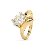 Oval Solitaire Curved Shank Lab Grown Diamond Engagement Ring