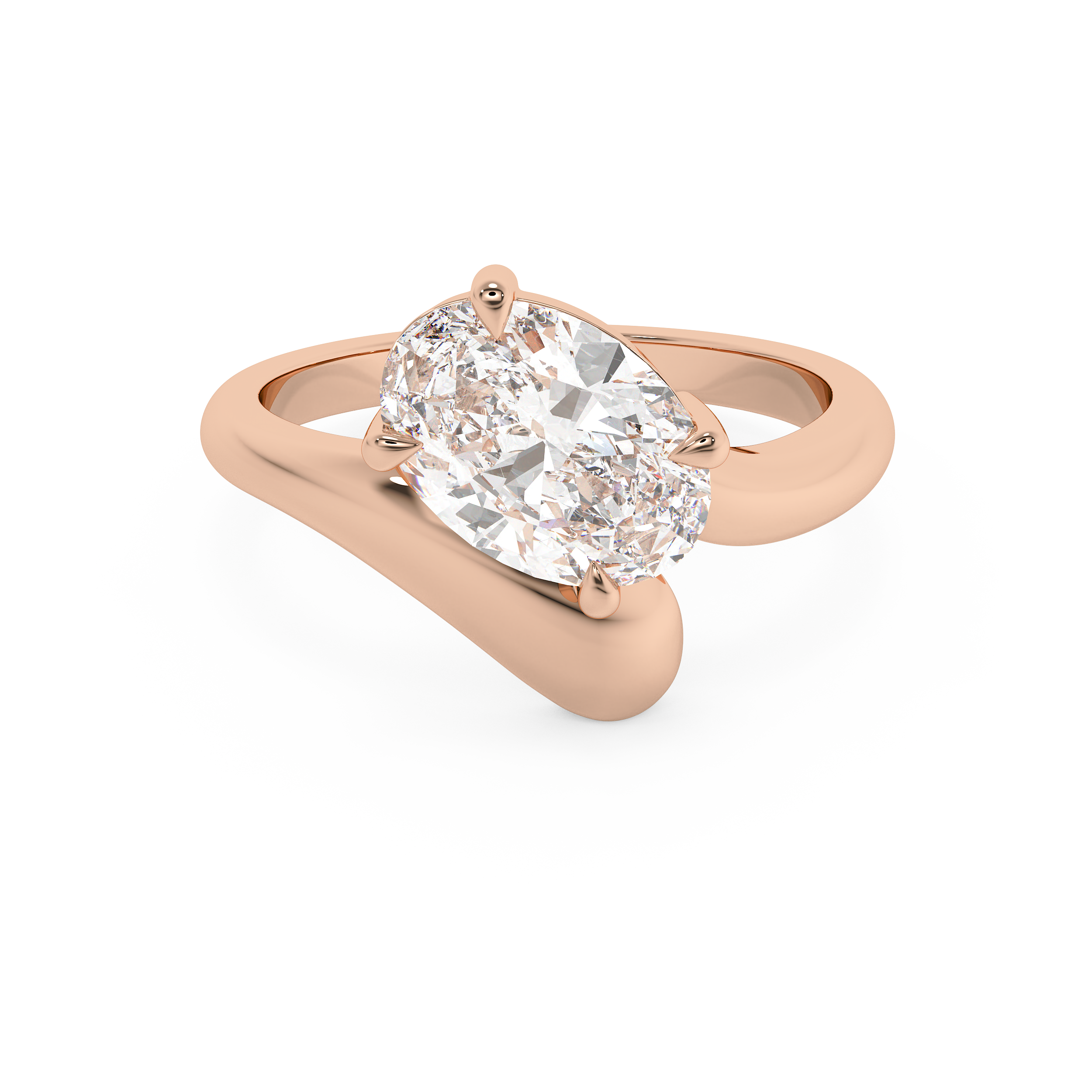 Oval Solitaire Curved Shank Lab Grown Diamond Engagement Ring
