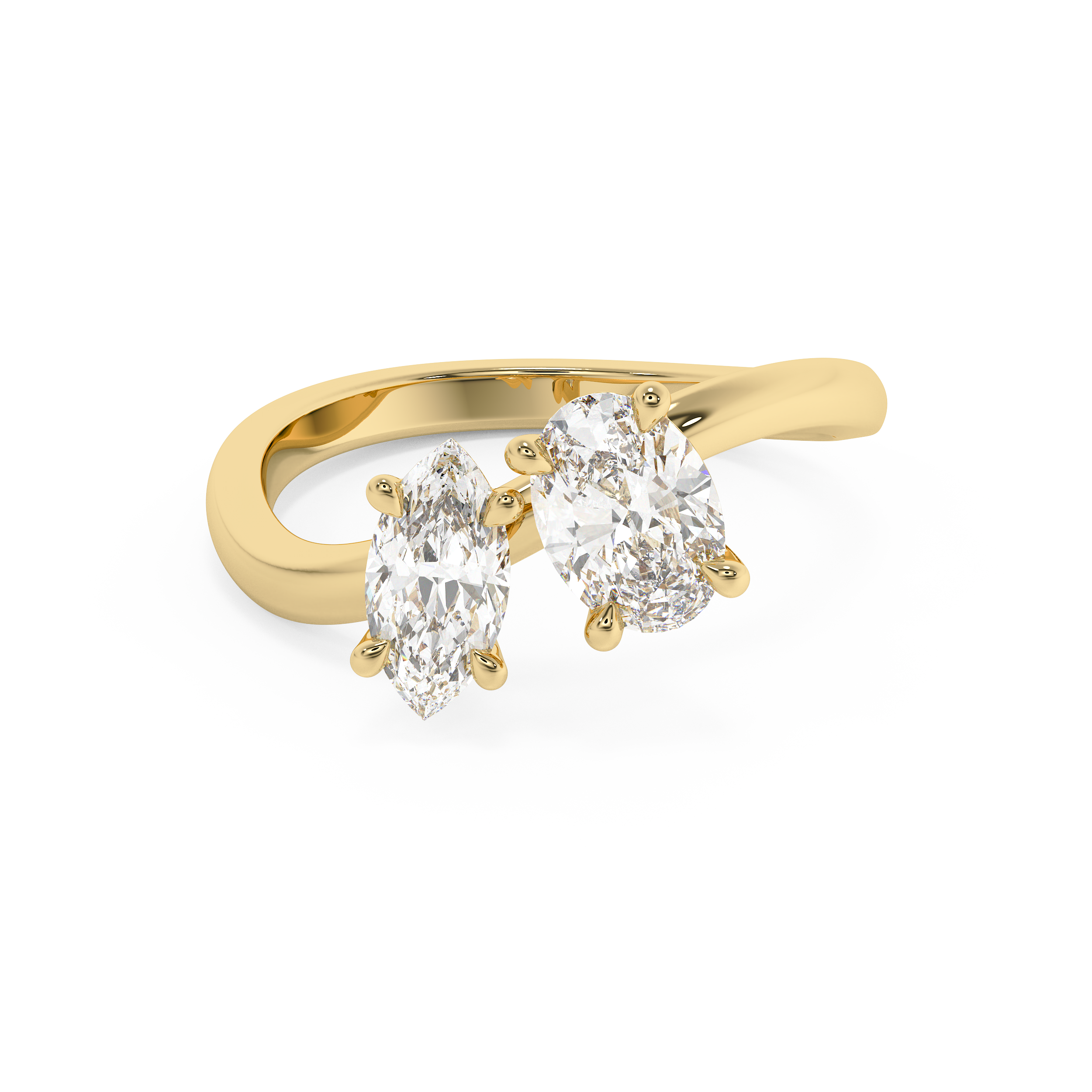1.25 TCW Oval & Marquise Solitaire Lab Grown Diamond Engagement Ring