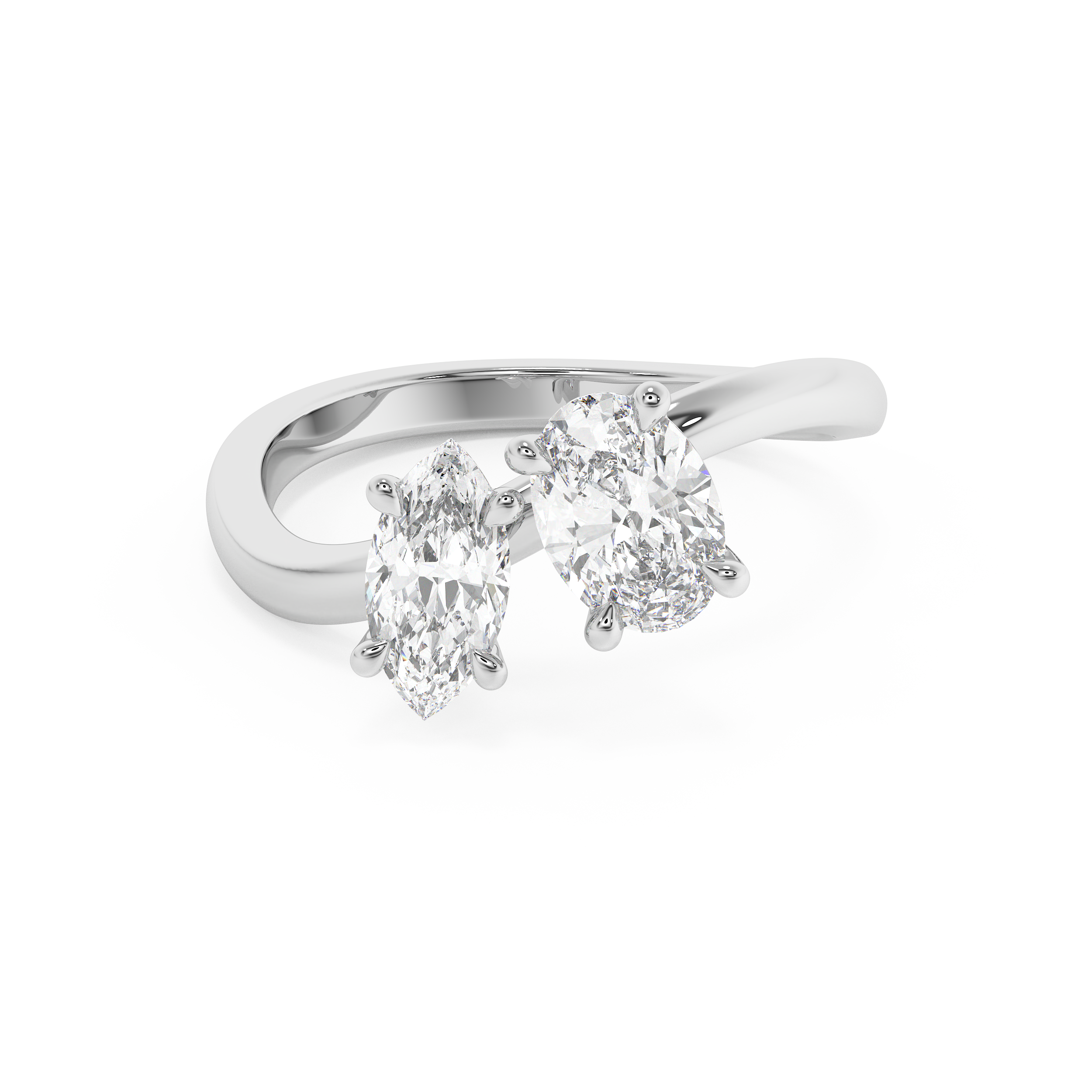 1.25 TCW Oval & Marquise Solitaire Lab Grown Diamond Engagement Ring