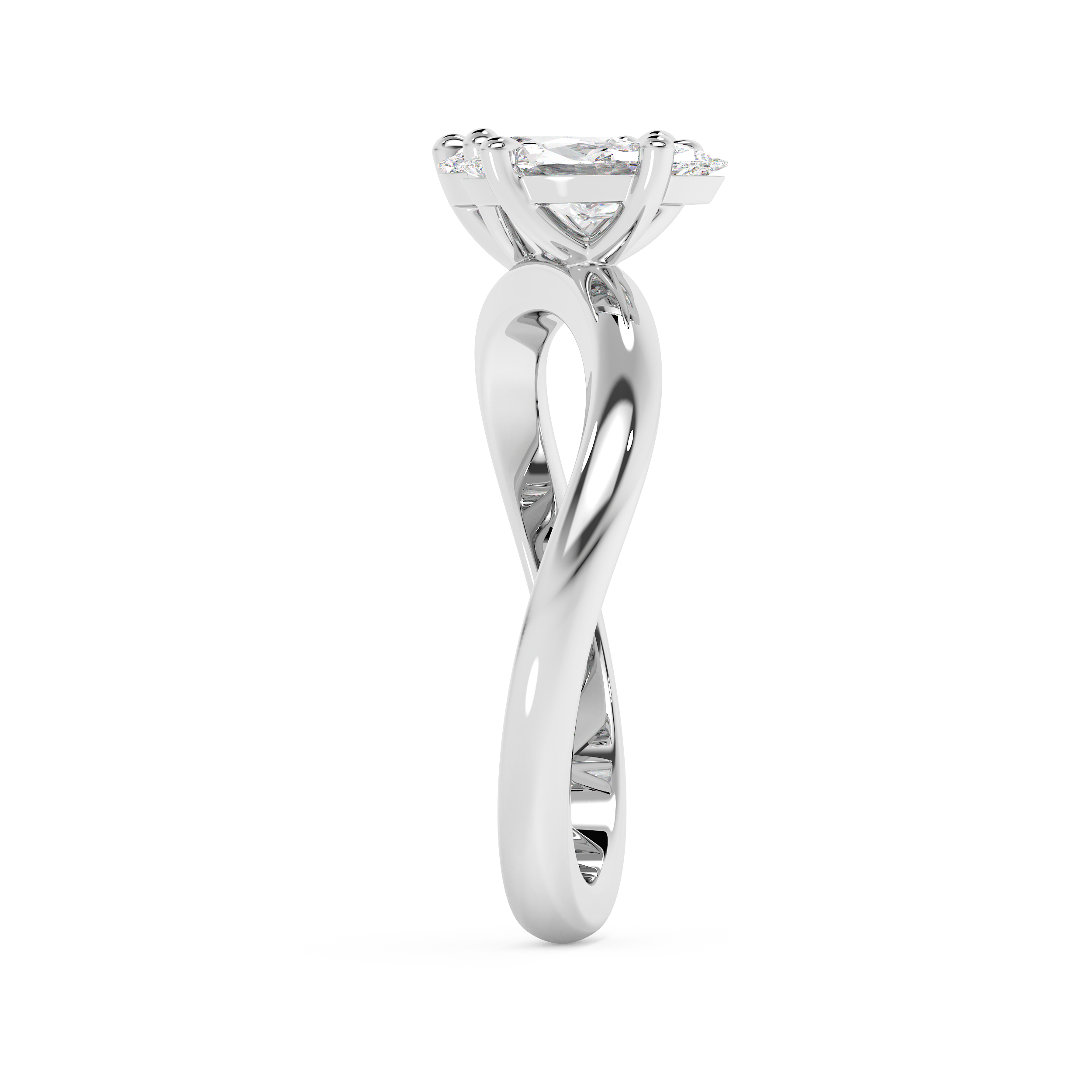 1.25 TCW Oval & Marquise Solitaire Lab Grown Diamond Engagement Ring