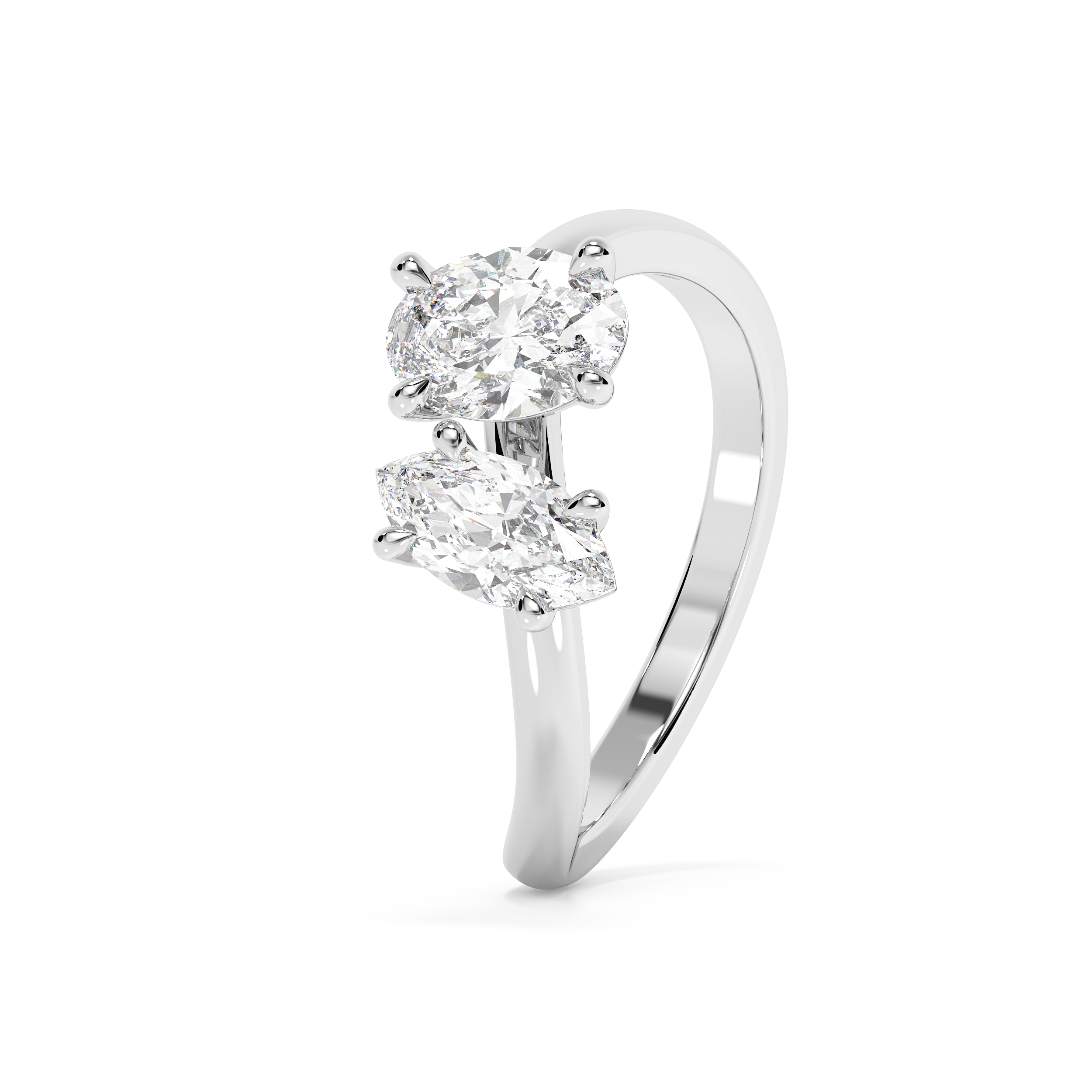1.25 TCW Oval & Marquise Solitaire Lab Grown Diamond Engagement Ring
